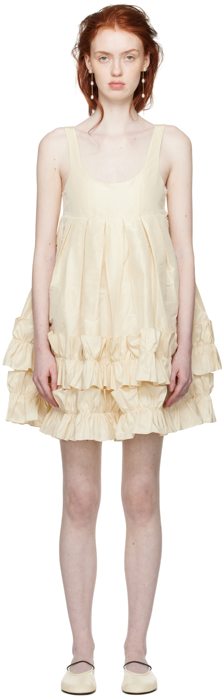 Shop Cawley Ssense Exclusive Off-white Frill Minidress In Porcelian