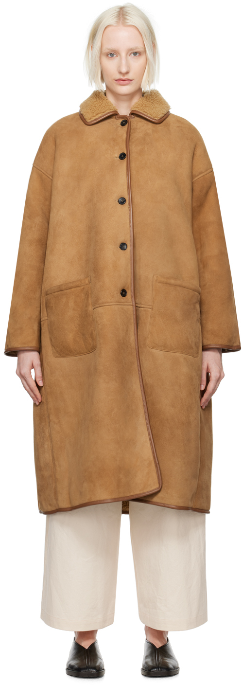 Tan Roo Reversible Shearling Coat