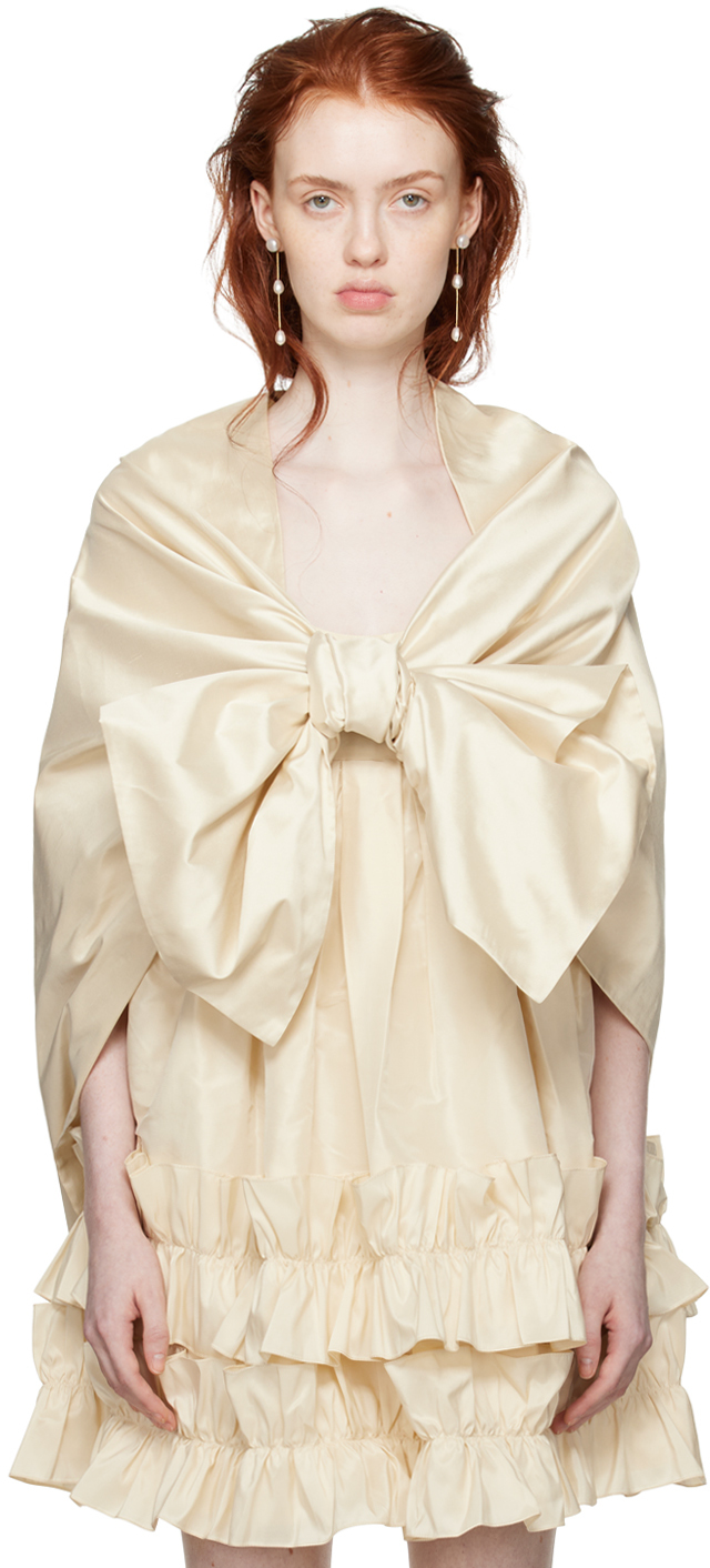 Shop Cawley Ssense Exclusive Off-white Bow Shawl In Ivory