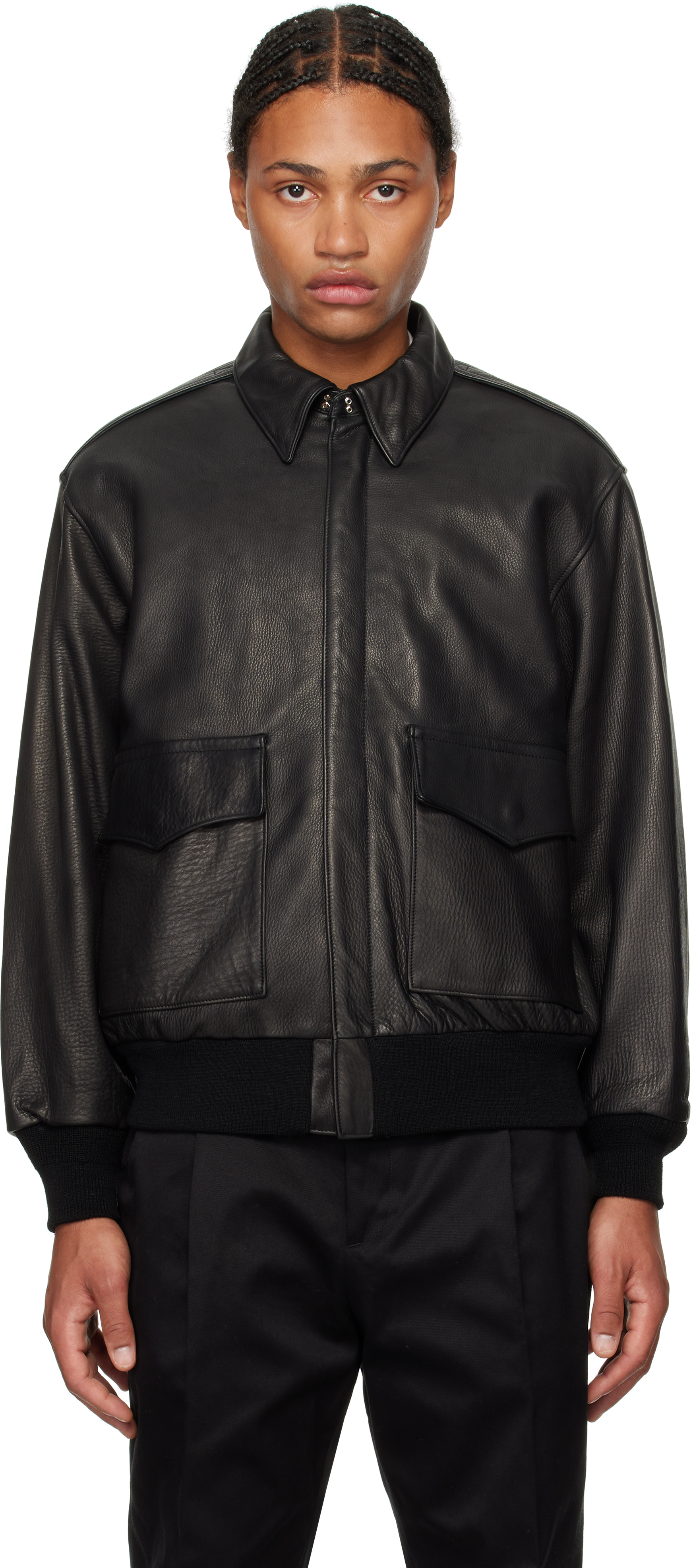 Black A-2 Flight Leather Jacket