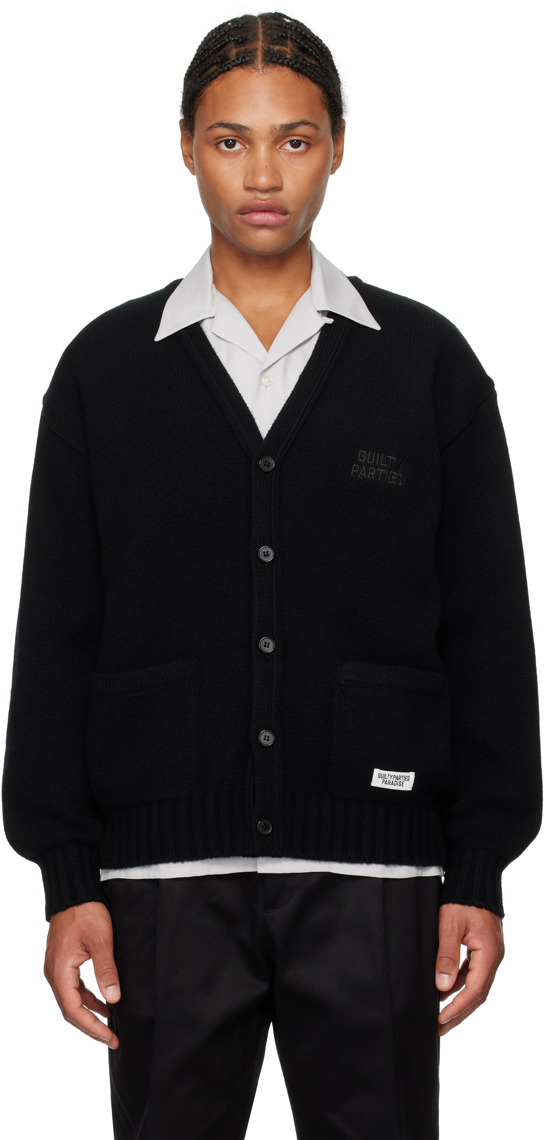 Wacko Maria Black Classic Knit Cardigan