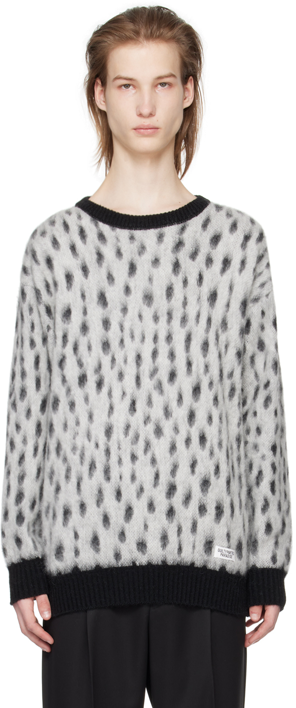 Shop Wacko Maria White & Black Leopard Sweater