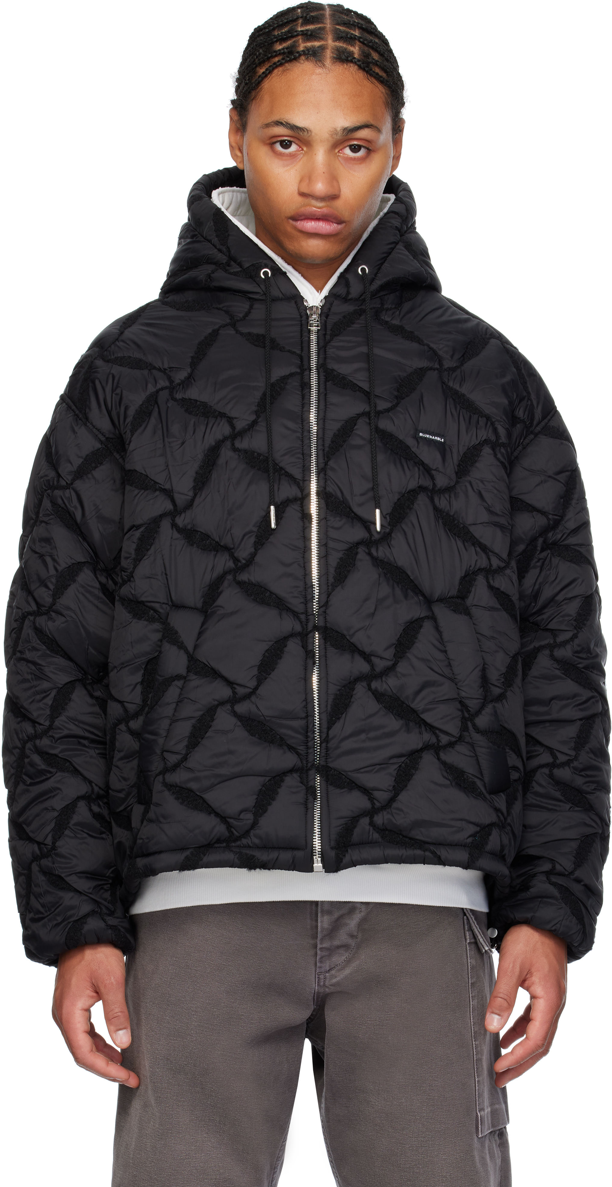 Black Hooded Bomber Jacket