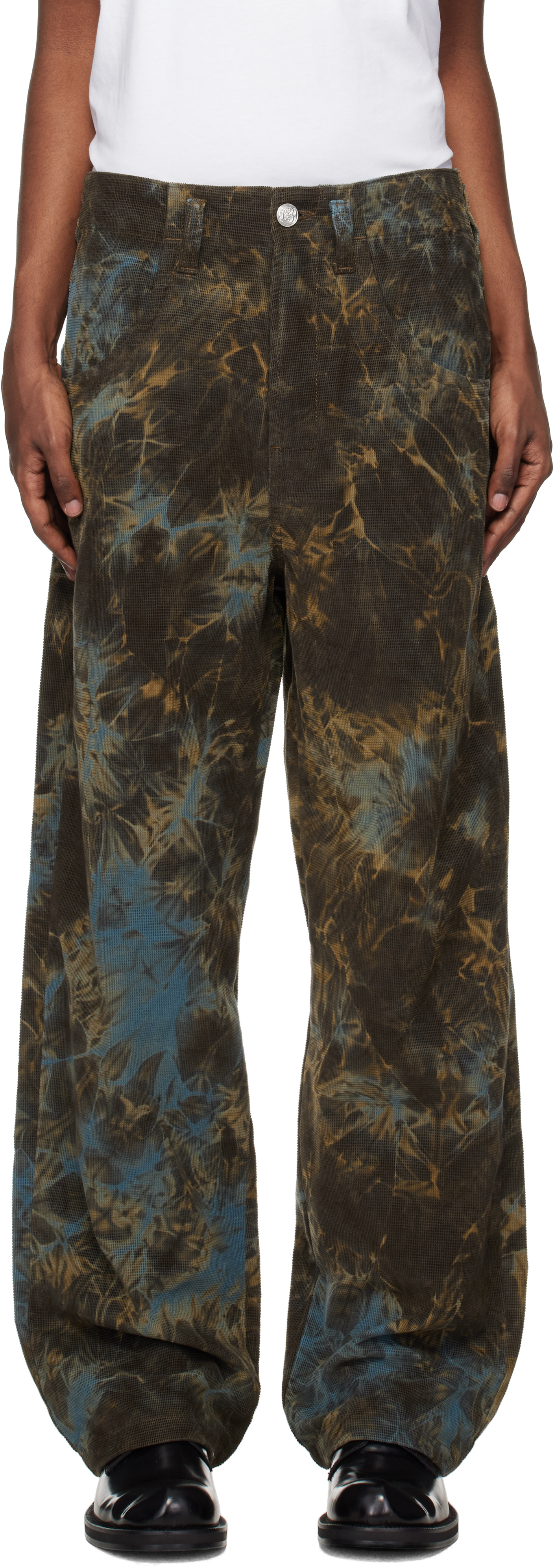 Brown & Blue Nebula Tie-Dye Corduroy Trousers