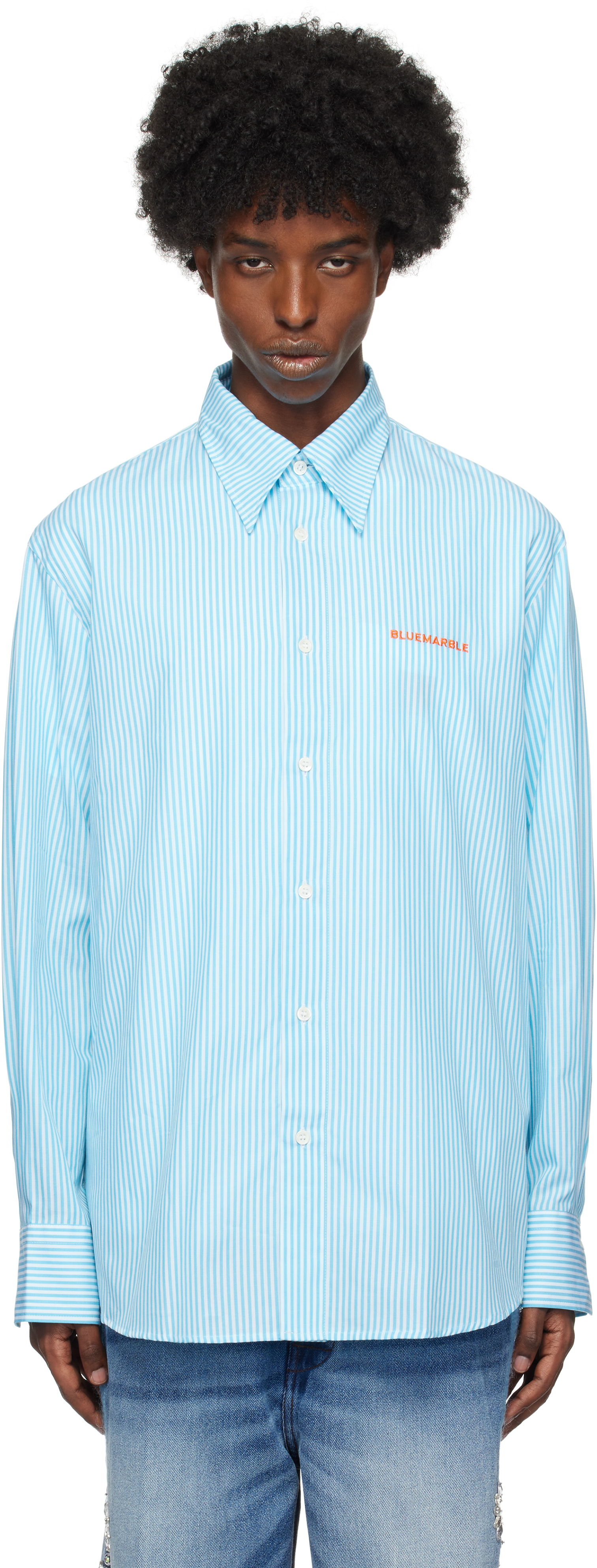 Blue & White Striped Poplin Shirt