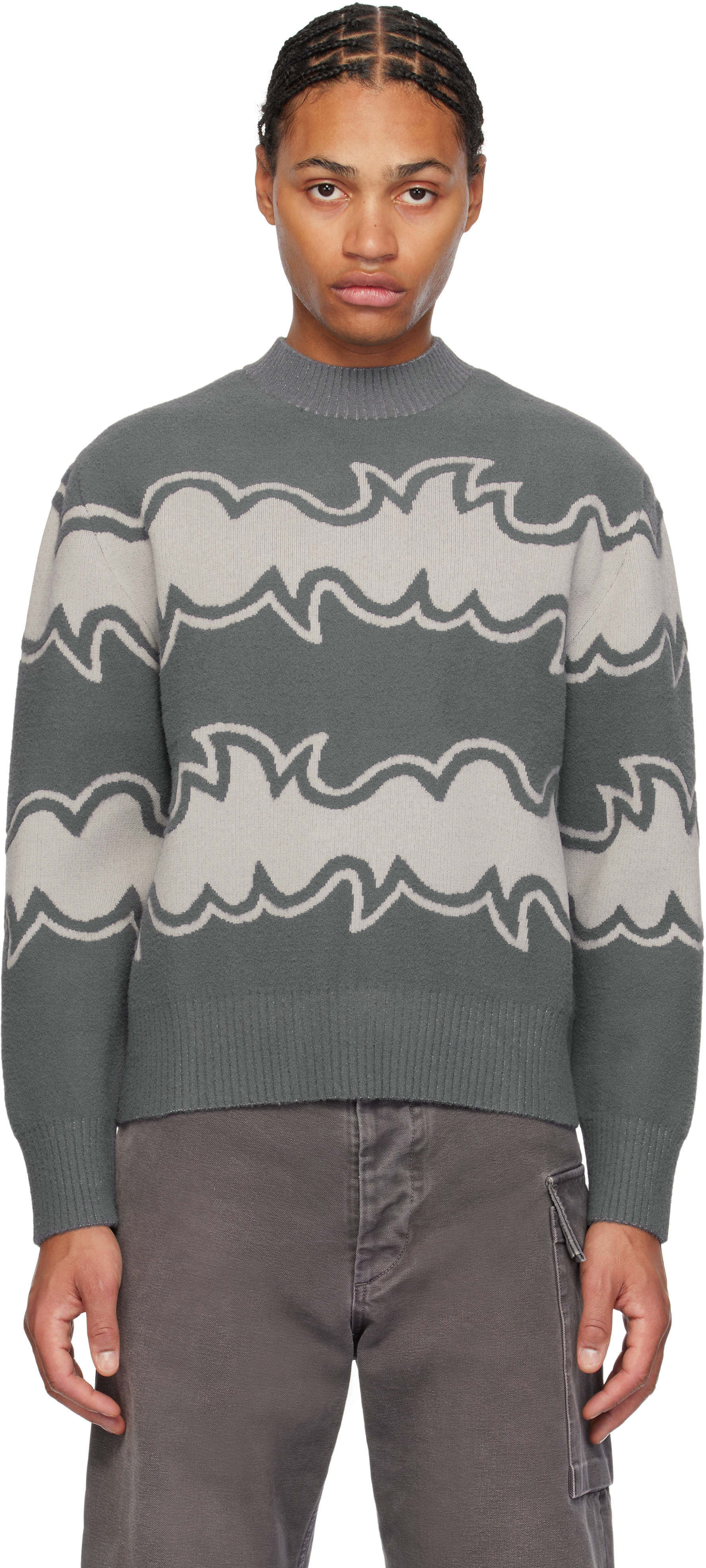 Shop Bluemarble Gray Jacquard Sweater In Gry