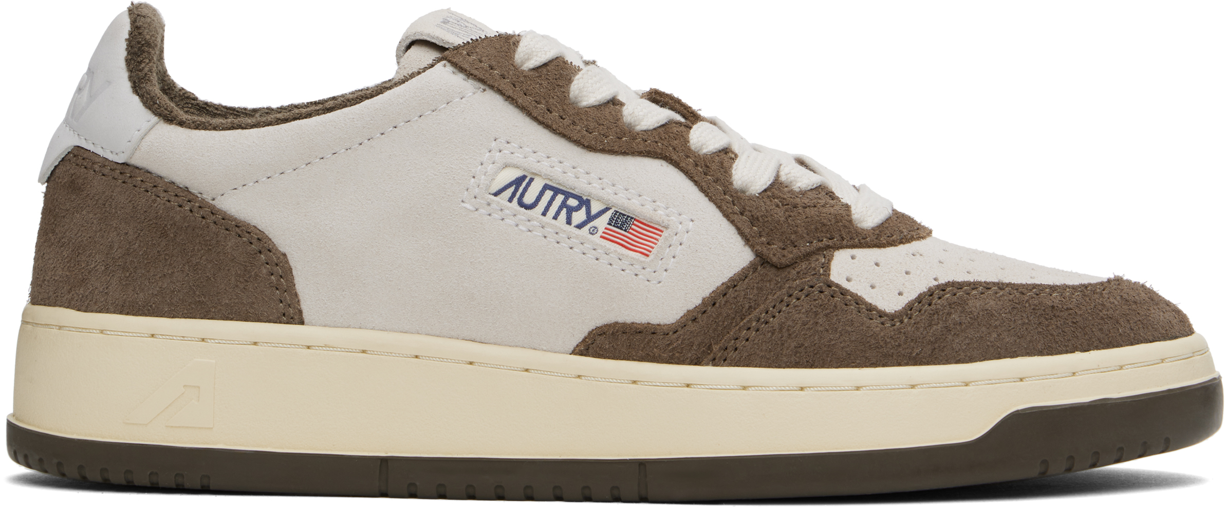 Autry Gray & Brown Medalist Low Sneakers In Suede/hair Blackboar