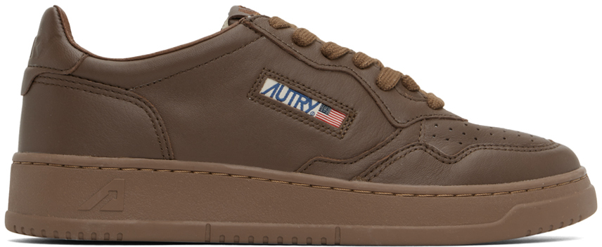 Brown Medalist Low Sneakers by AUTRY on Sale