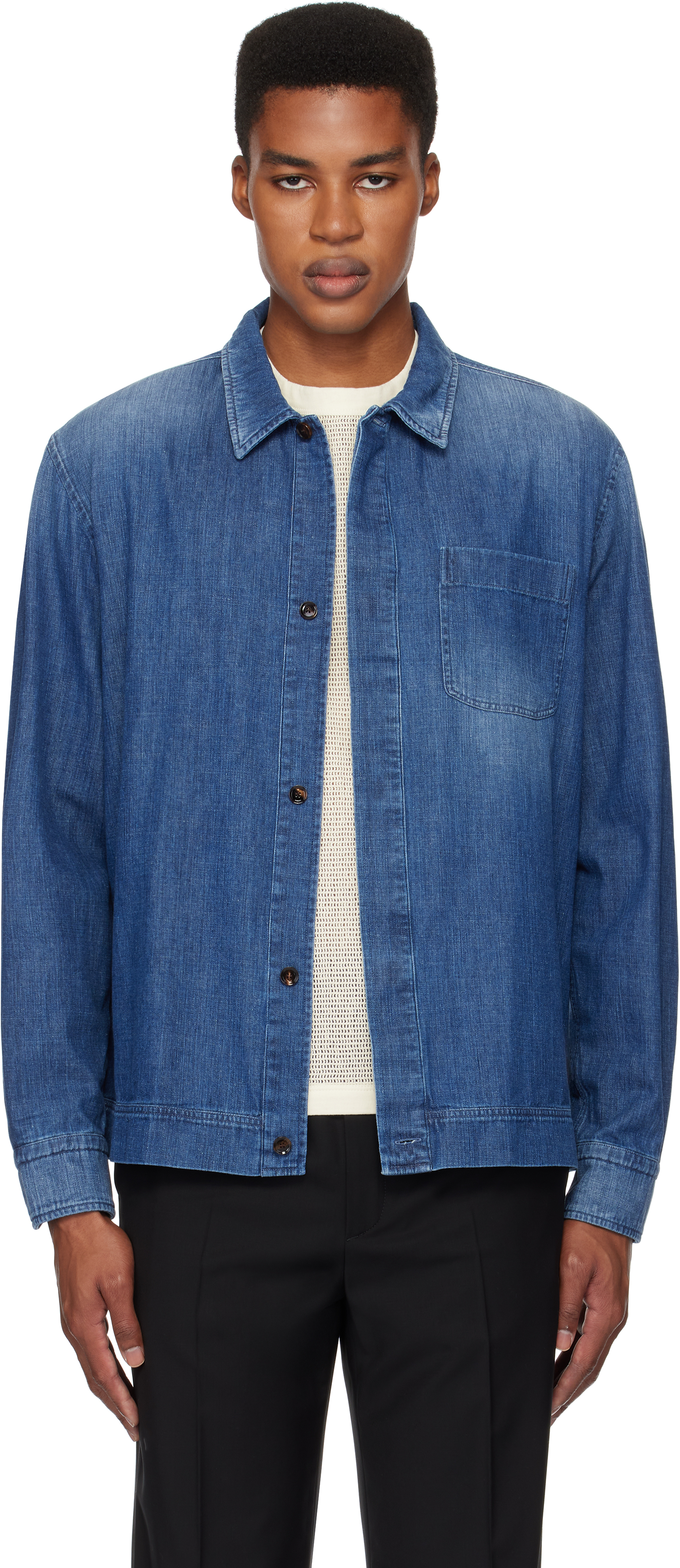 Blue Cotton Selvedge Denim Shirt