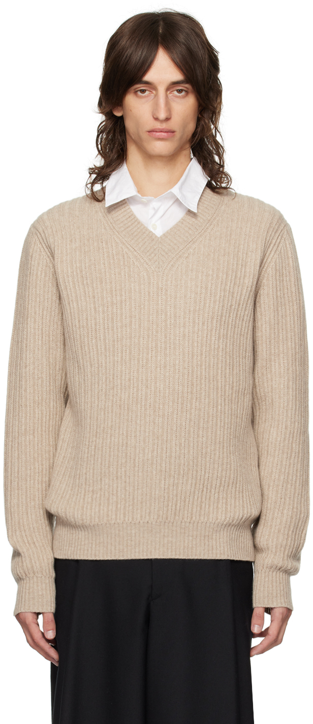 Shop Brioni Beige Cashmere V-neck Sweater In 9700 Beige