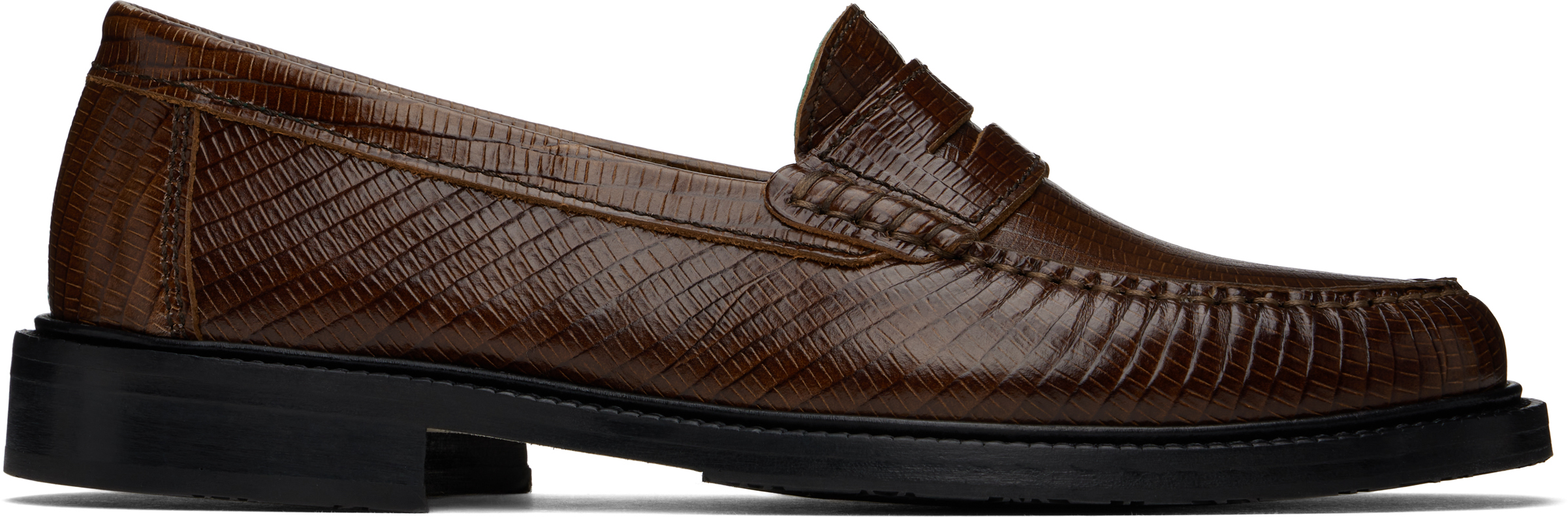 Vinny's Brown Yardee Loafers In Brown Lizzard