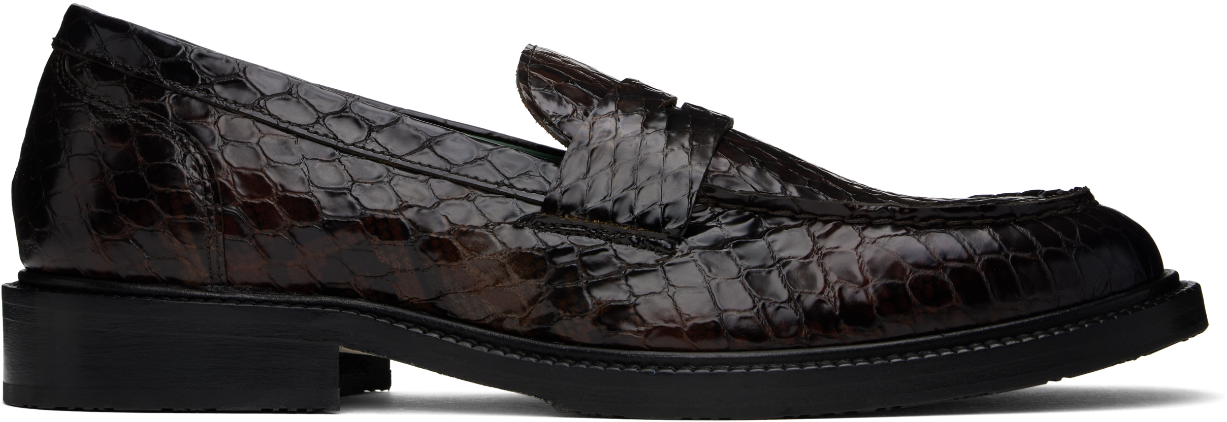 Vinny's Brown Townee Penny Loafers In Dark Brown Python