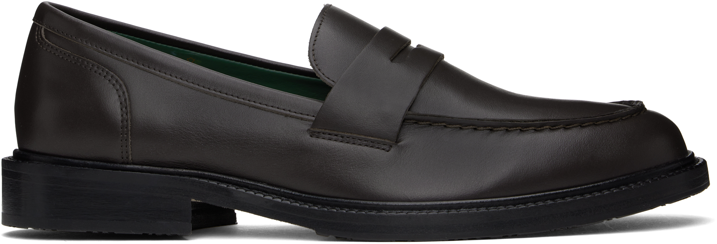 Vinny's Brown Townee Penny Loafers In Dark Brown Nappalthr