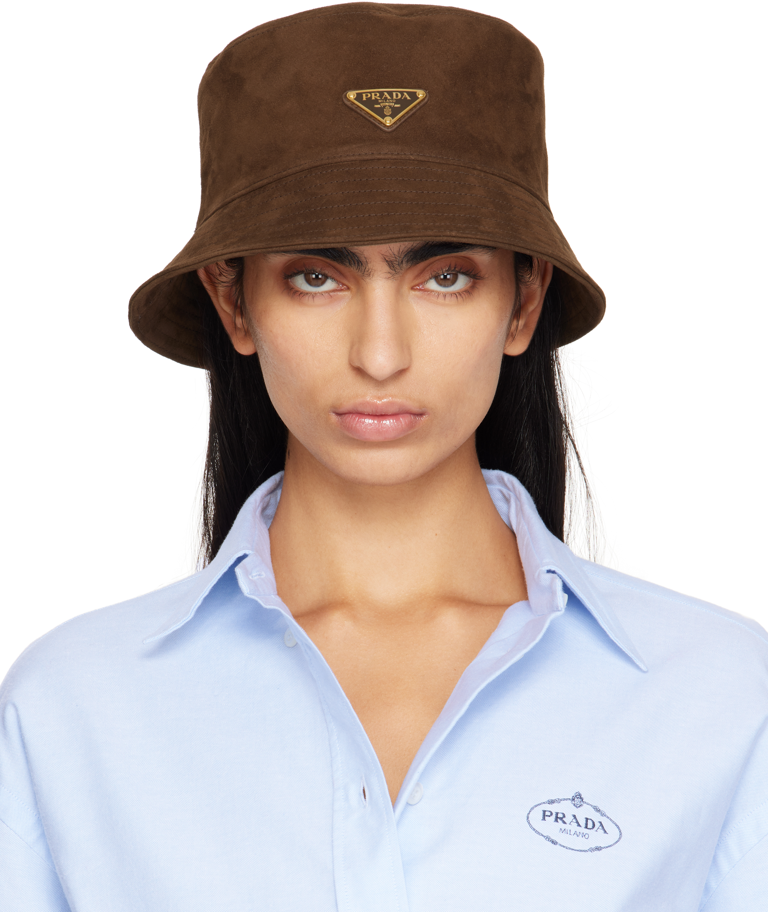 Prada Brown Camoscio Bucket Hat SSENSE Canada