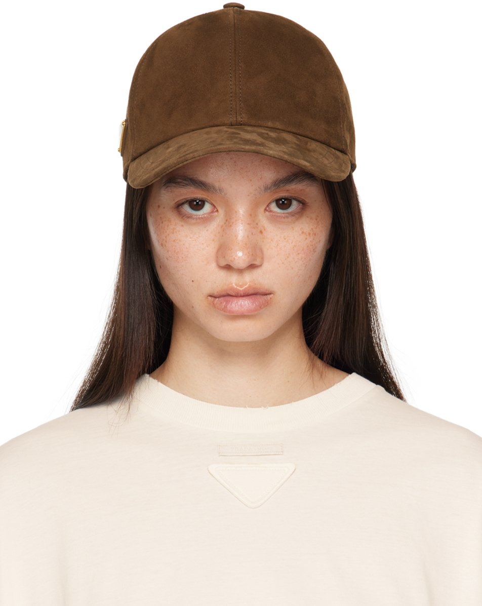ハット PRADA Dark Brown Leather Hat ハット Prada Dark Brown Leather Hat Prada Dark Brown Leather