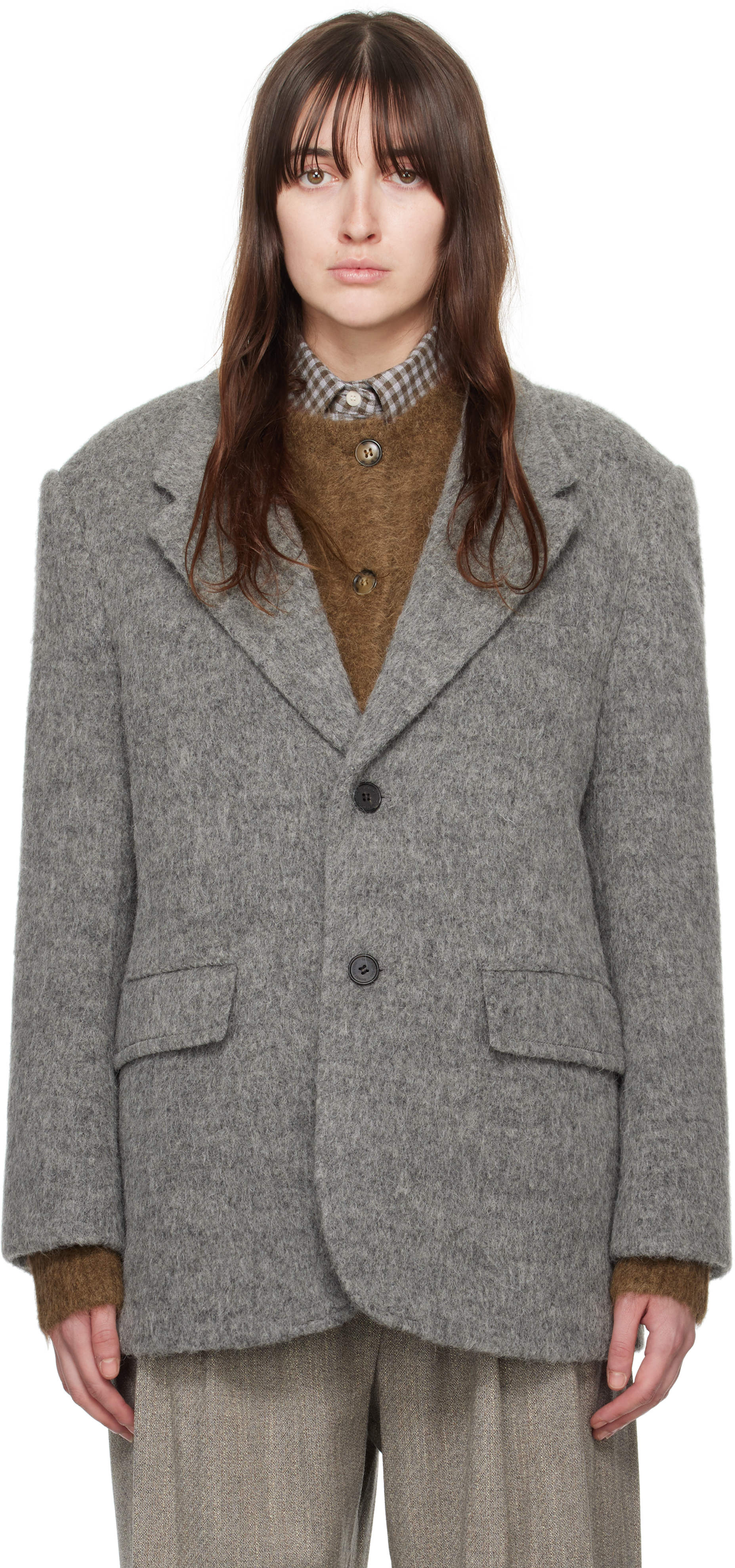 Shop Dunst Gray Blazer Coat In Melange Grey