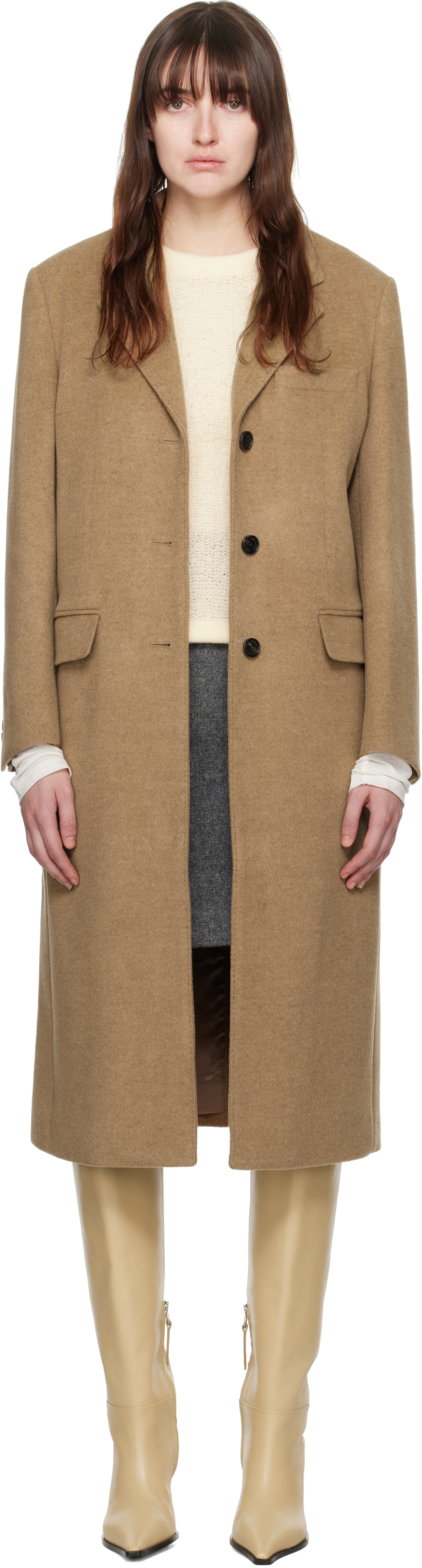 Shop Dunst Brown Essential Single Coat In Camel