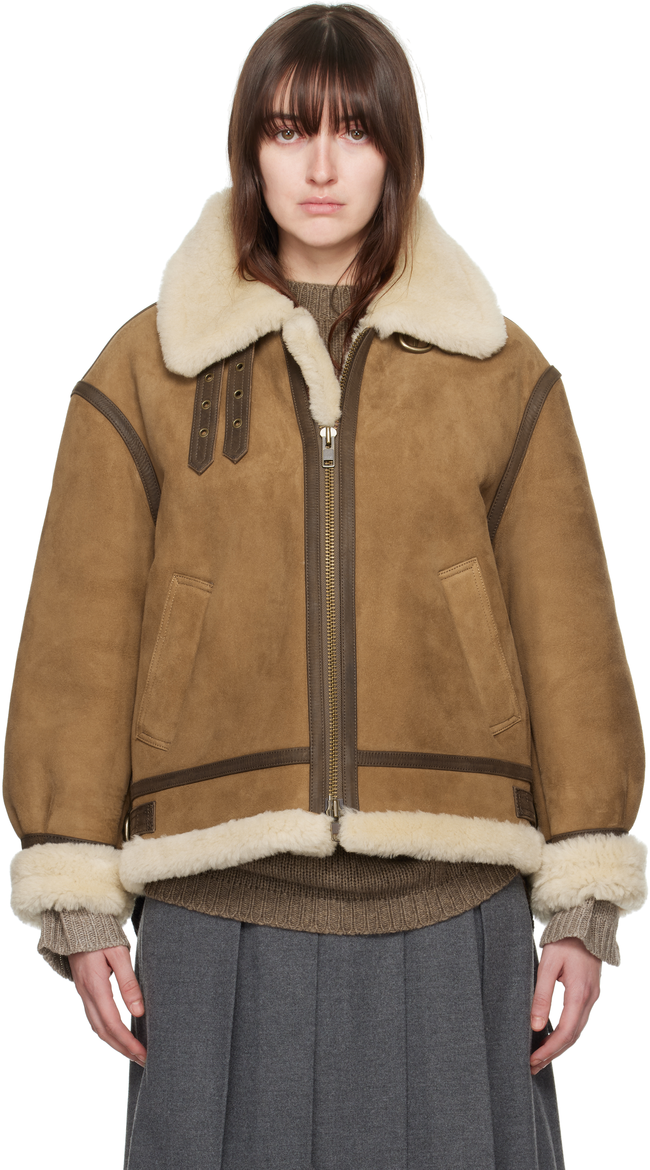 Shop Dunst Brown Genuine Shearling Jacket