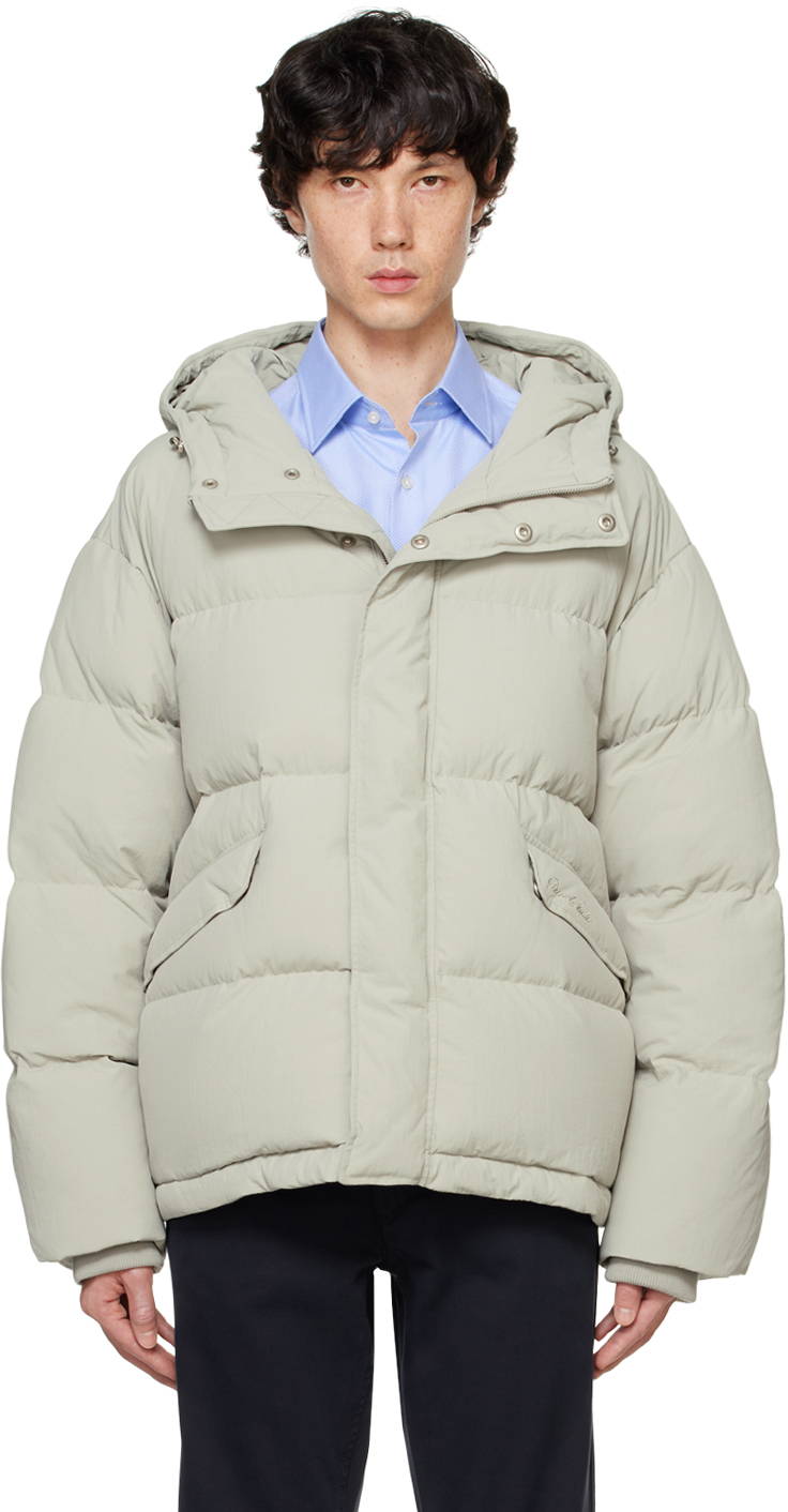 Shop Dunst Green Hooded Volume Down Jacket In Beige