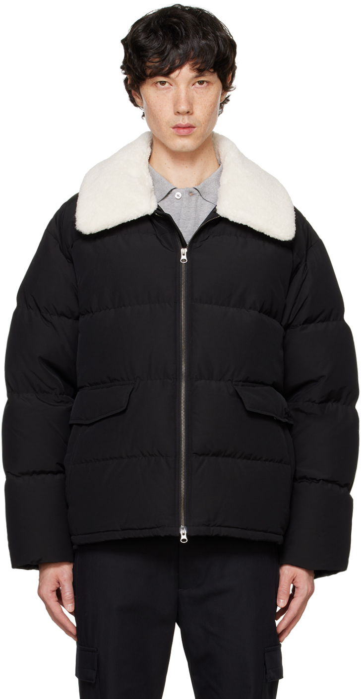 Black Shearling Collar Down Jacket