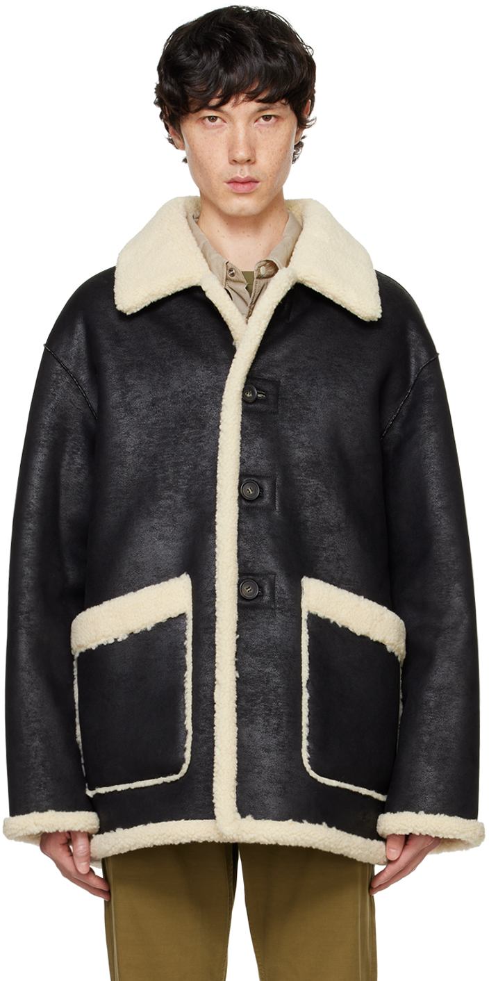 Black & Beige Reversible Faux-Shearling Jacket