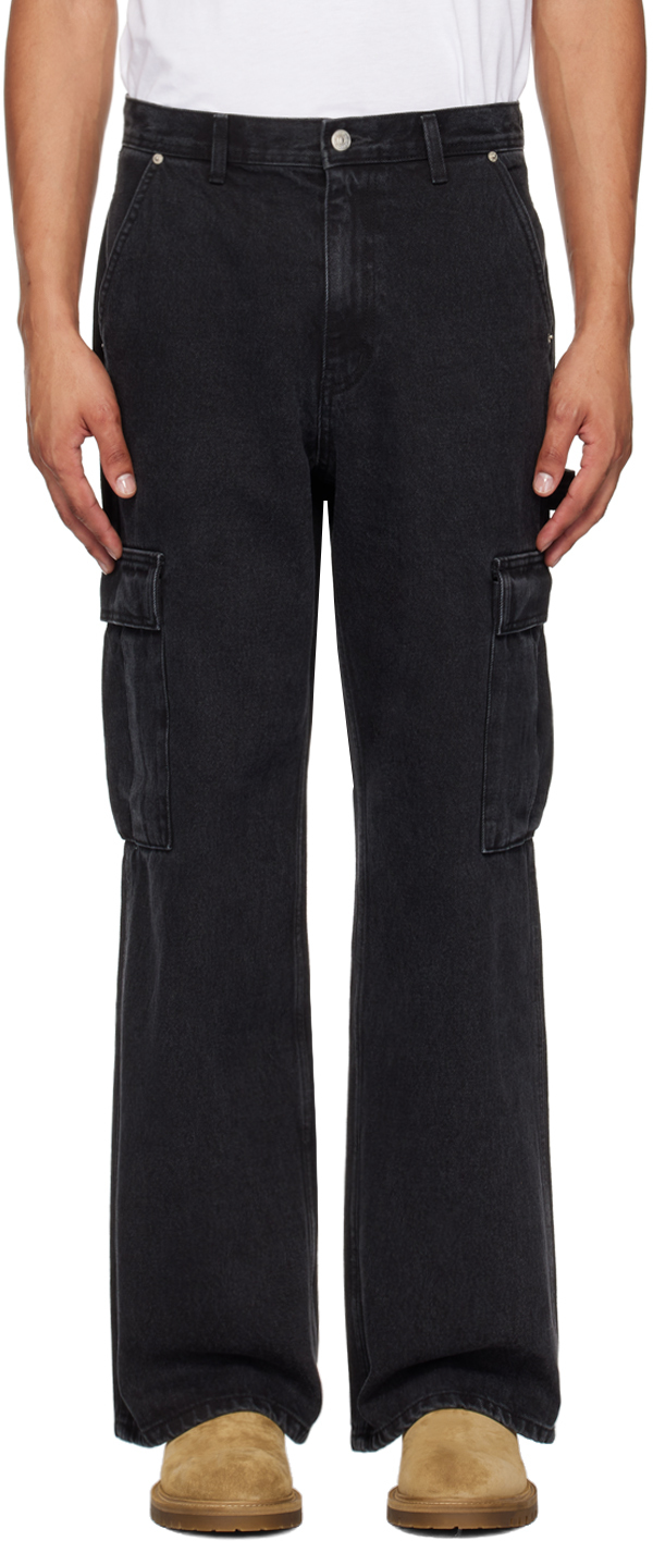 Shop Dunst Black Carpenter Denim Cargo Pants