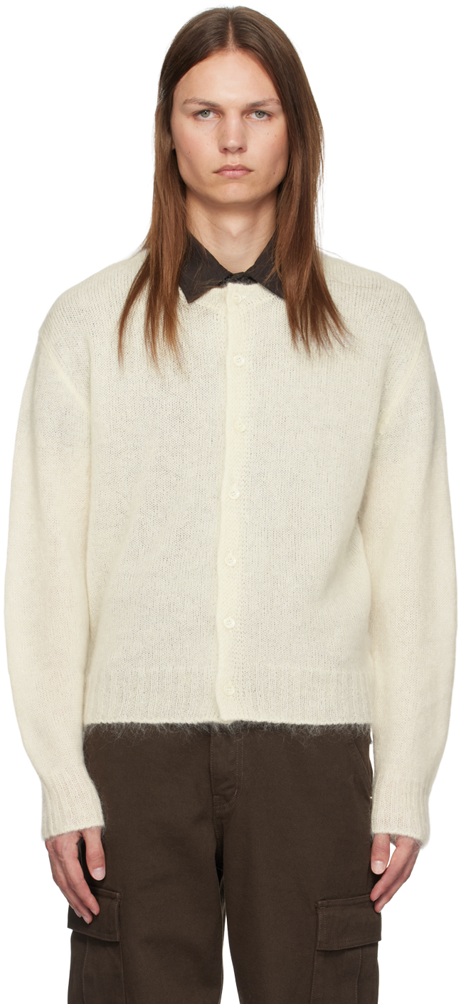 Shop Dunst Off-white Button Cardigan In Ivory