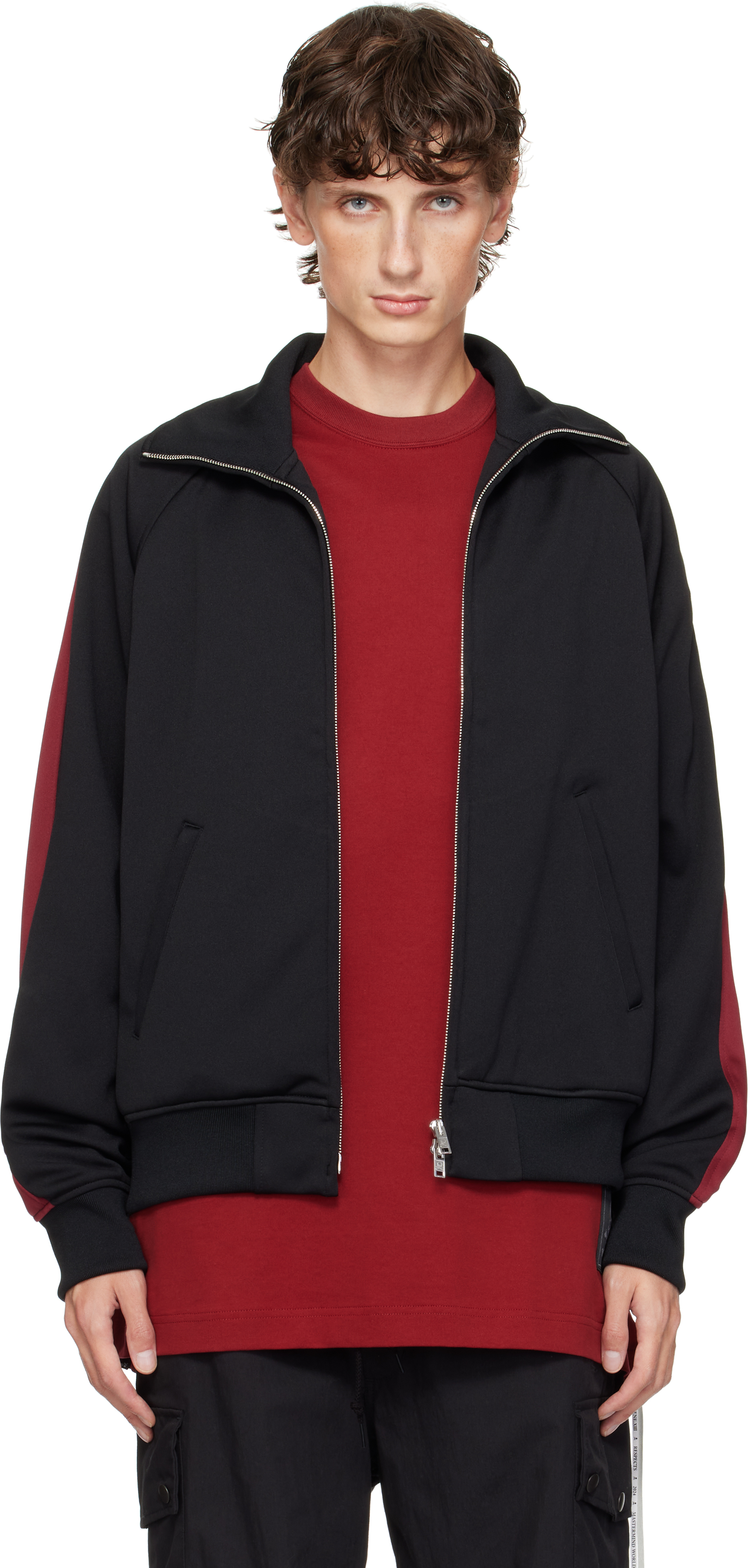 67◇marka OUTDOORMAN JACKET TS0319-6 Black & Burgundy Bicolor Track Jacket by MASTERMIND WORLD on