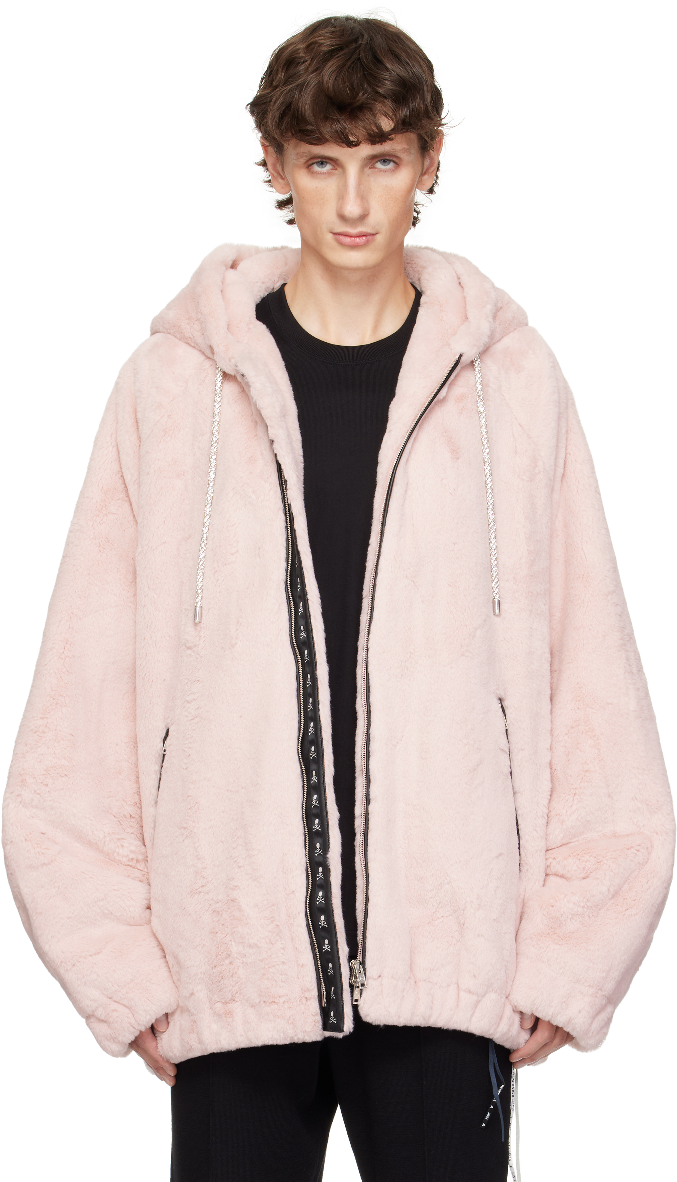 Pink Hooded Faux-Fur Jacket