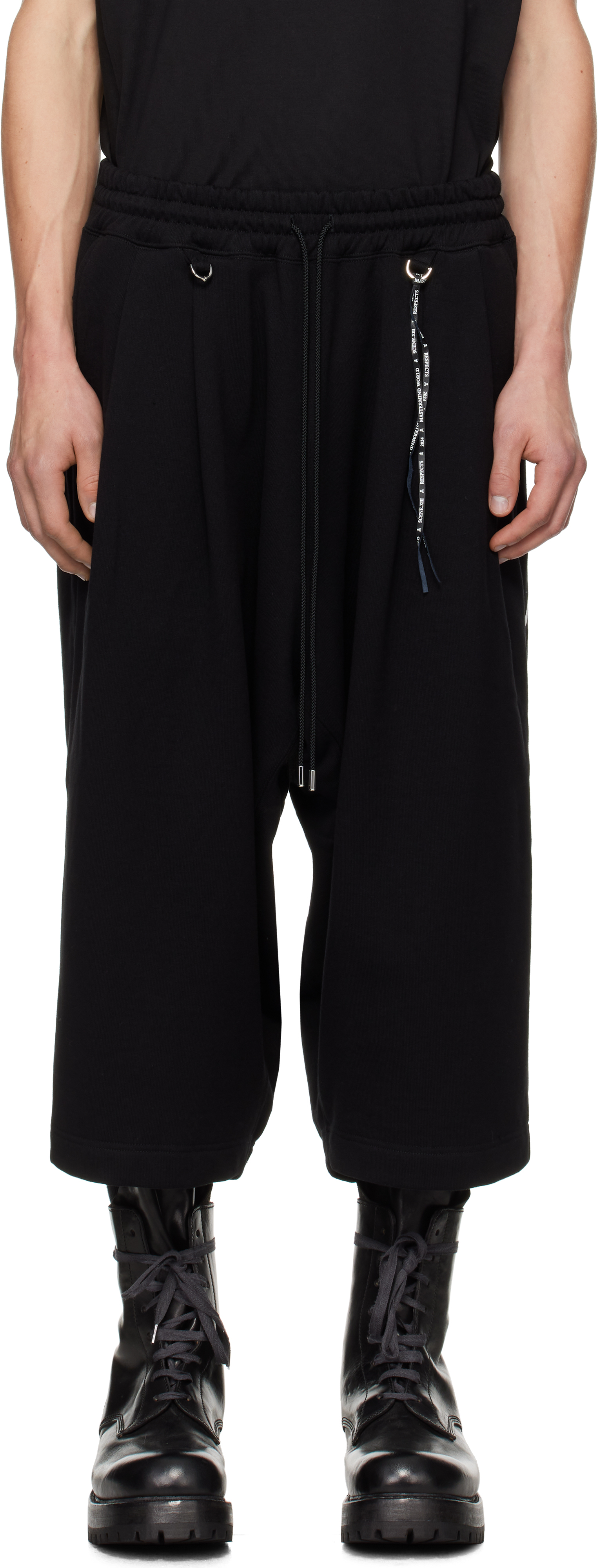 Shop Mastermind Japan Black Wide Fit Jumbo Ankle Sweatpants