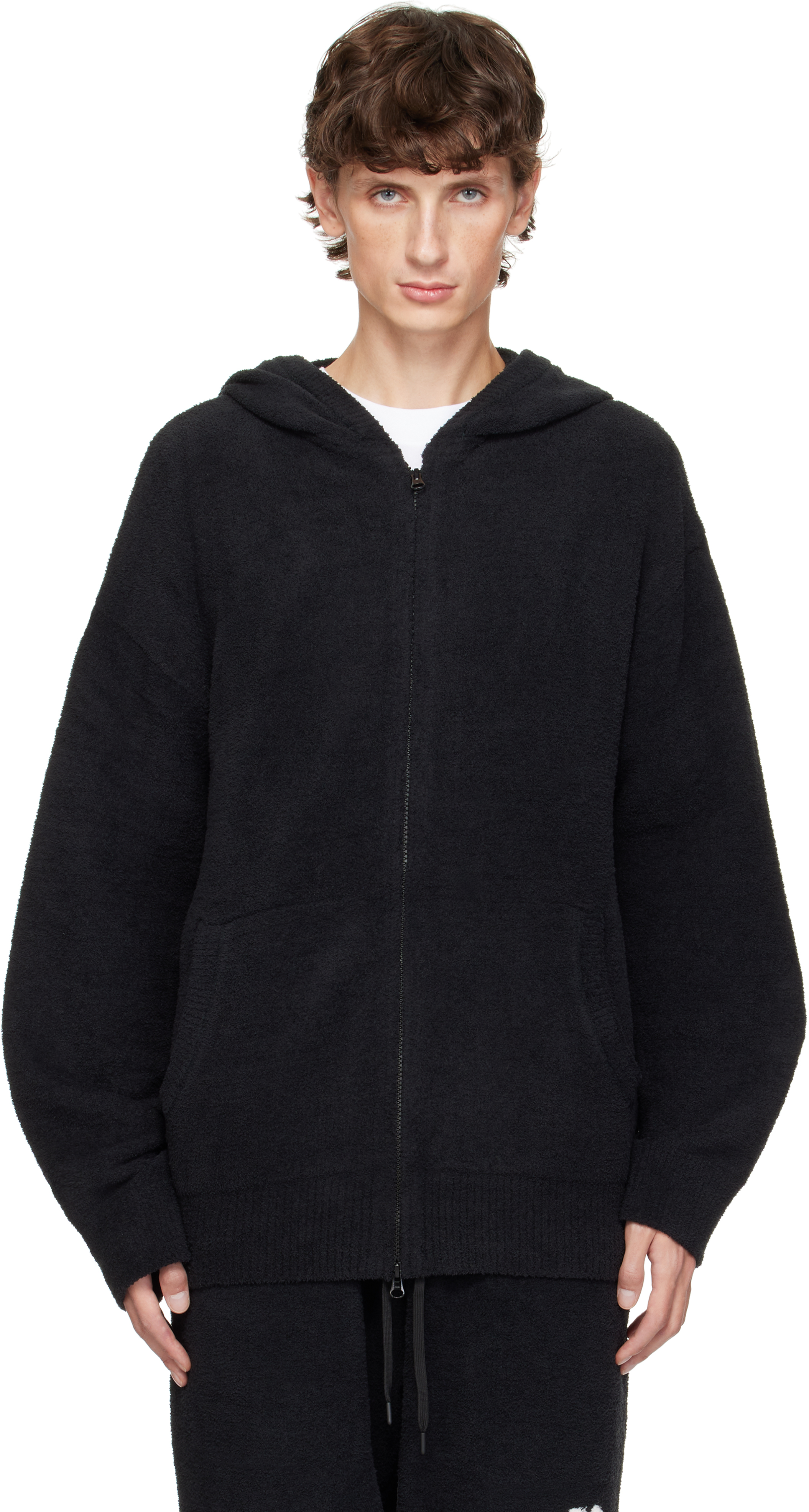 Shop Mastermind Japan Black Lounge Full-zip Hoodie In Black X Charcoal