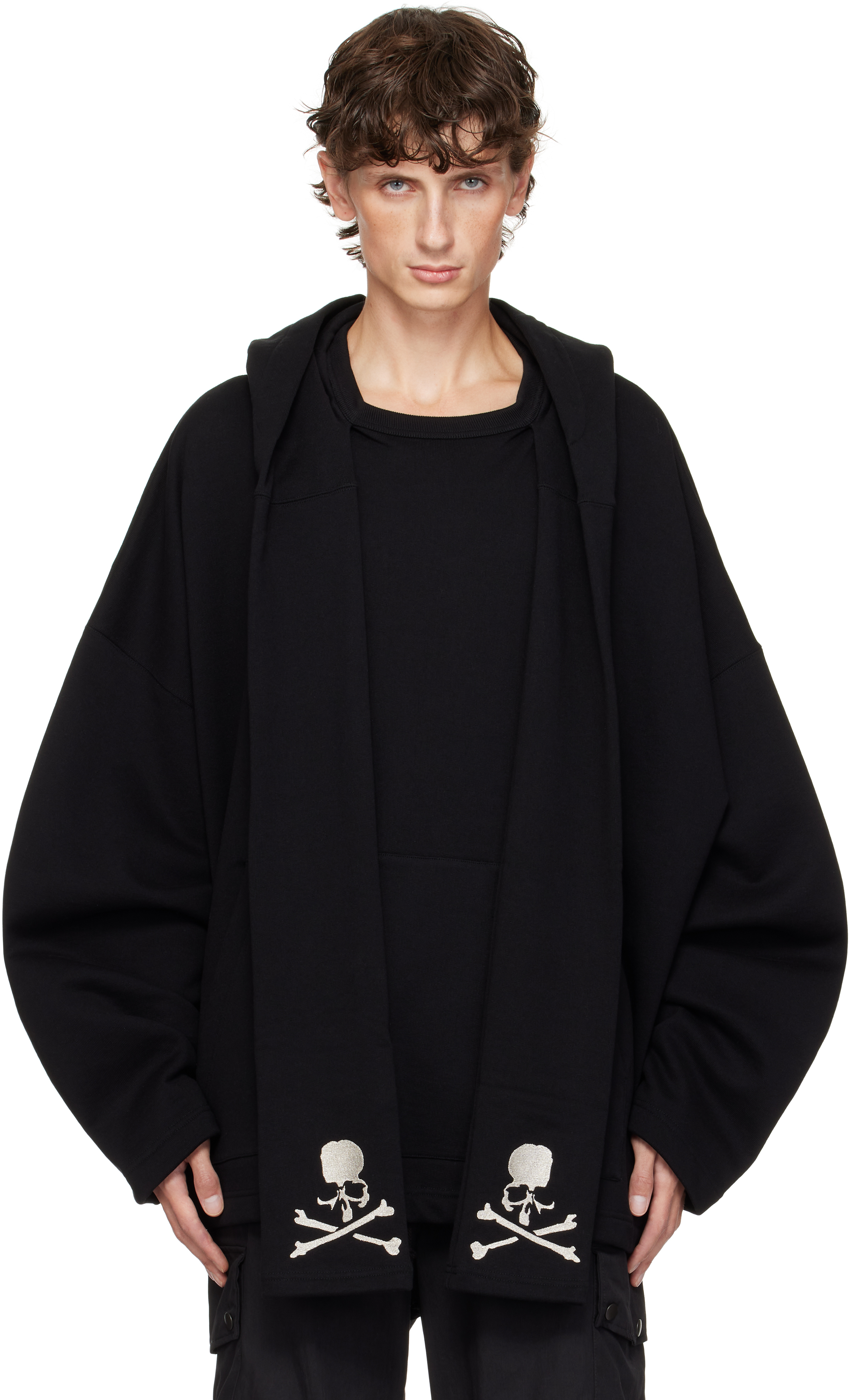 Black Oversized Scarf Hoodie