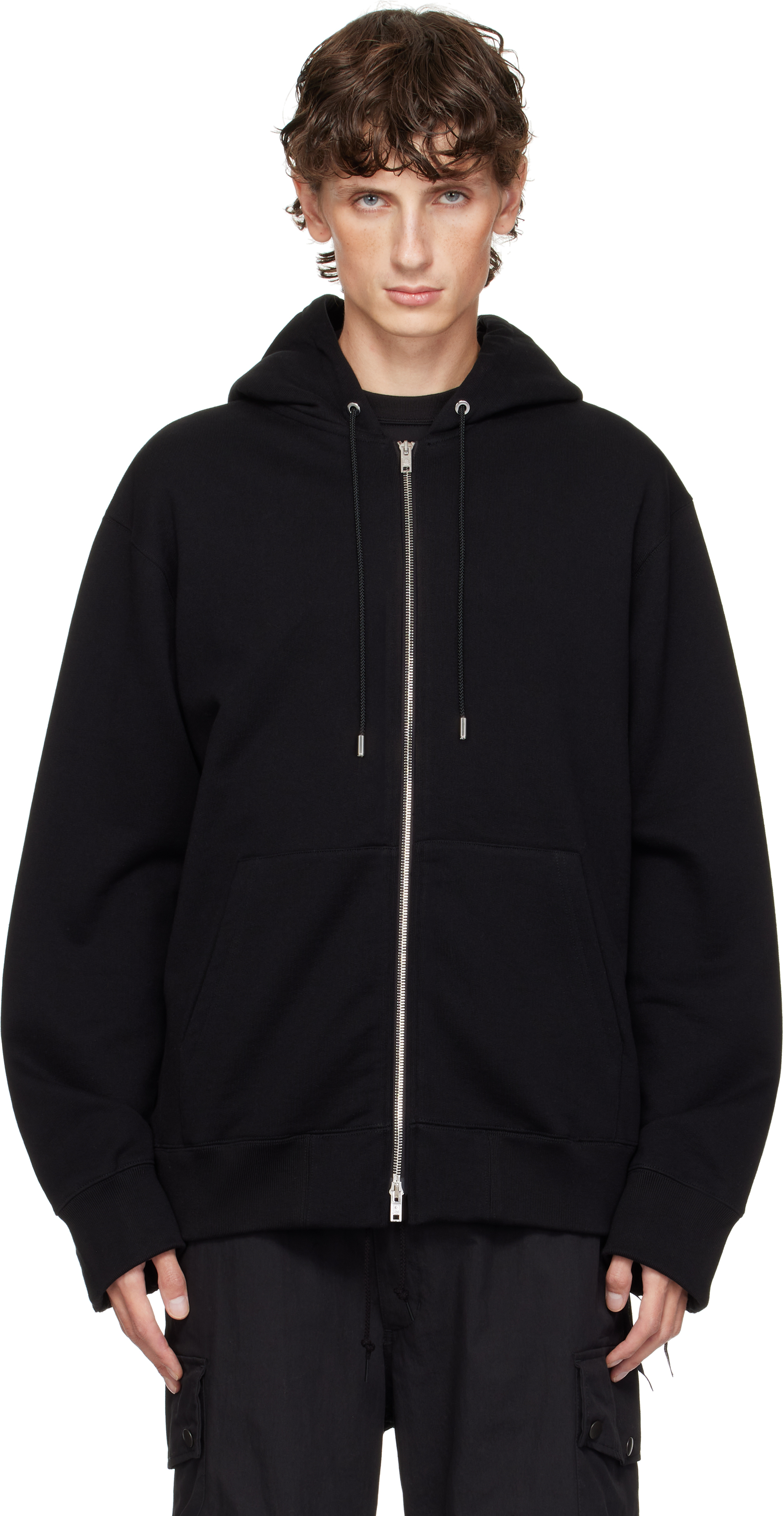 Black Glass Beaded Full-Zip Hoodie