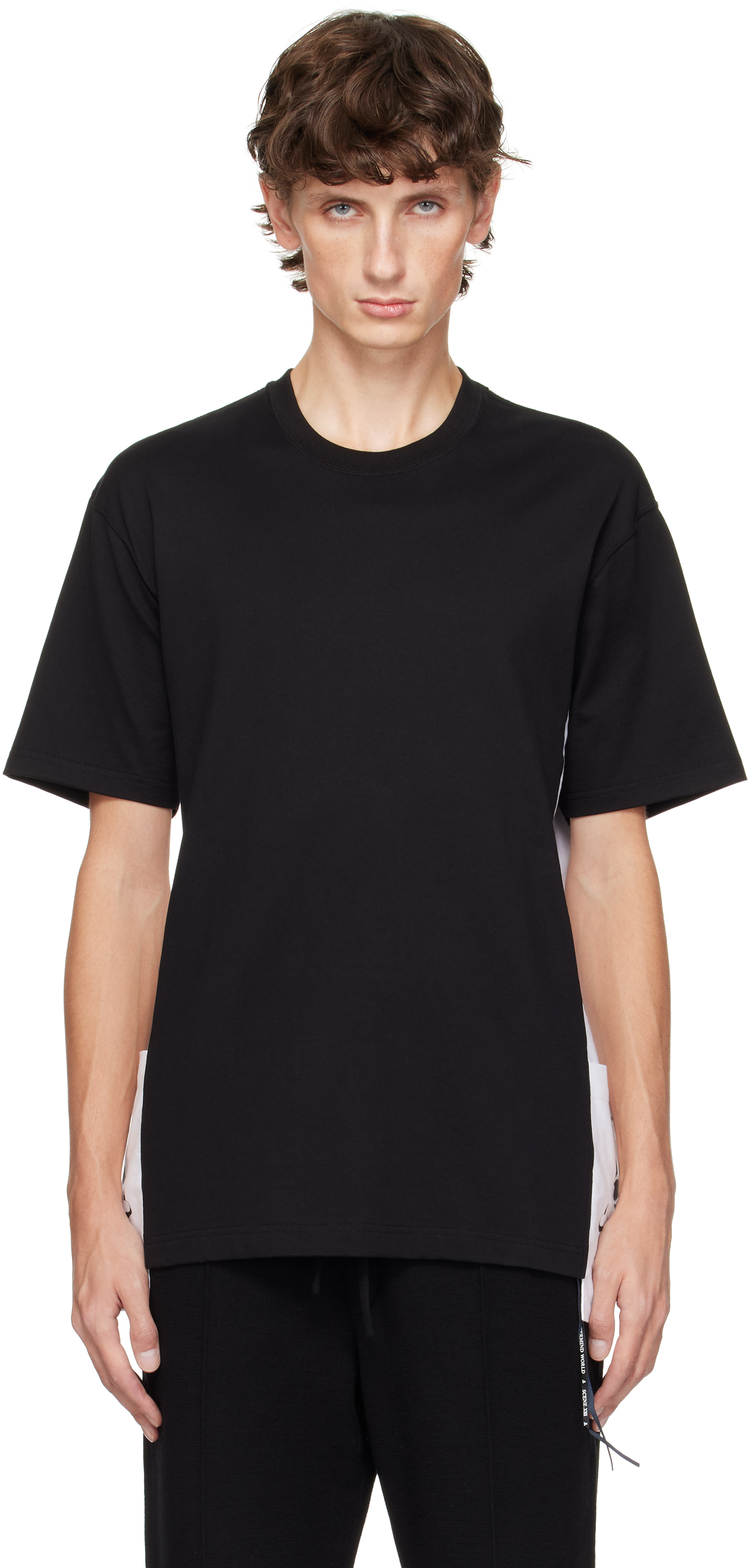 Shop Mastermind Japan Black & White Patch Pocket T-shirt In Black X White