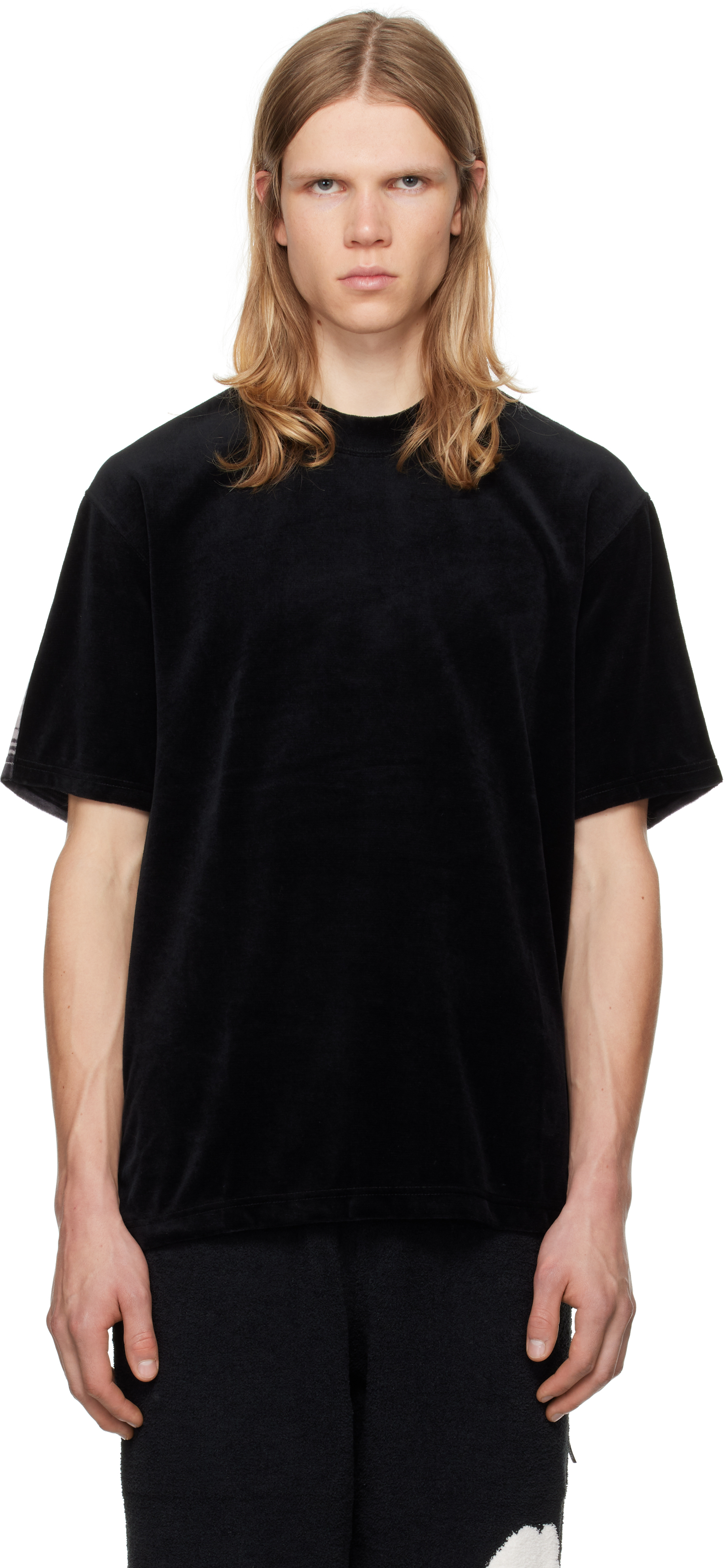 Black & Gray Border Velour T-shirt