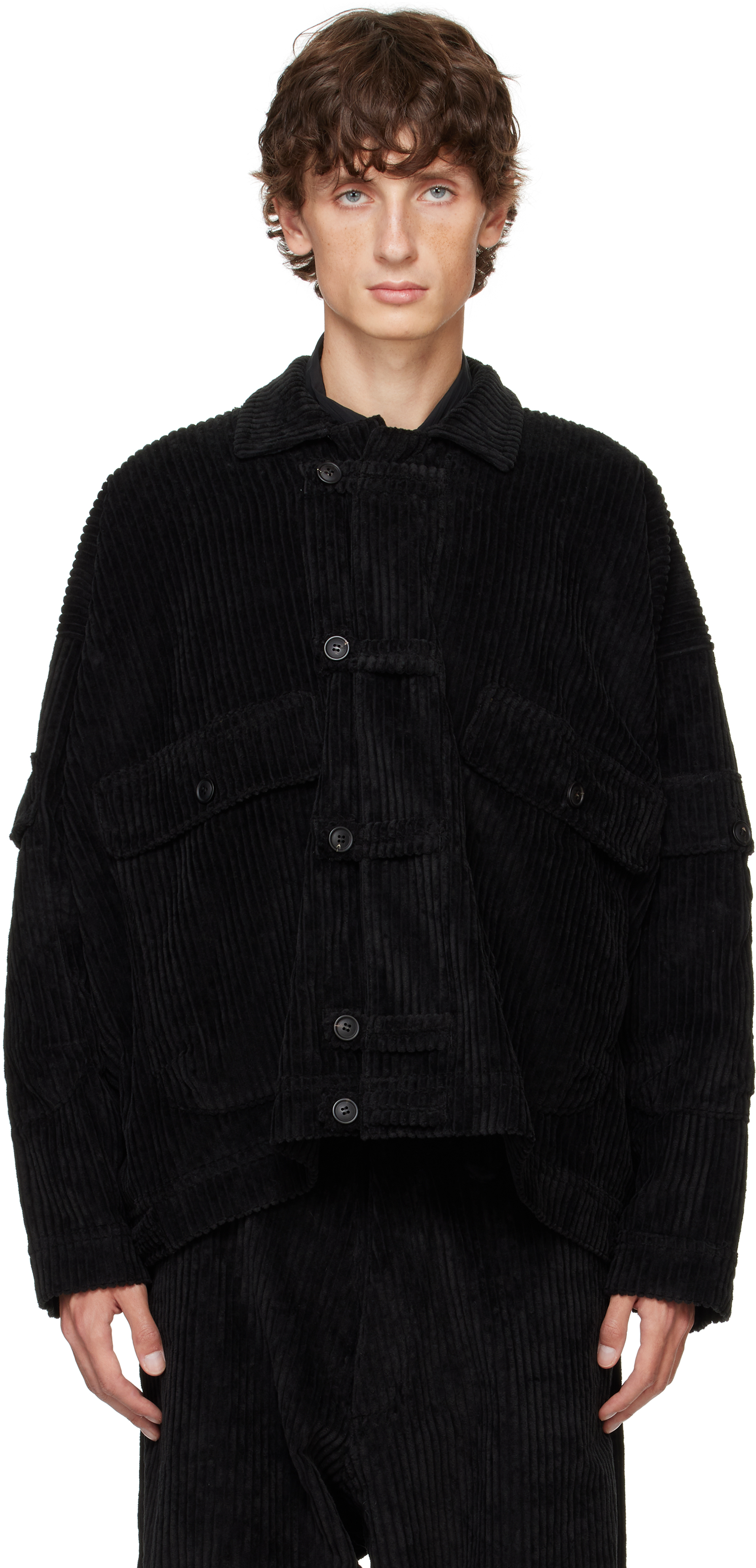 Black O-Project Wide Wale Corduroy Jacket