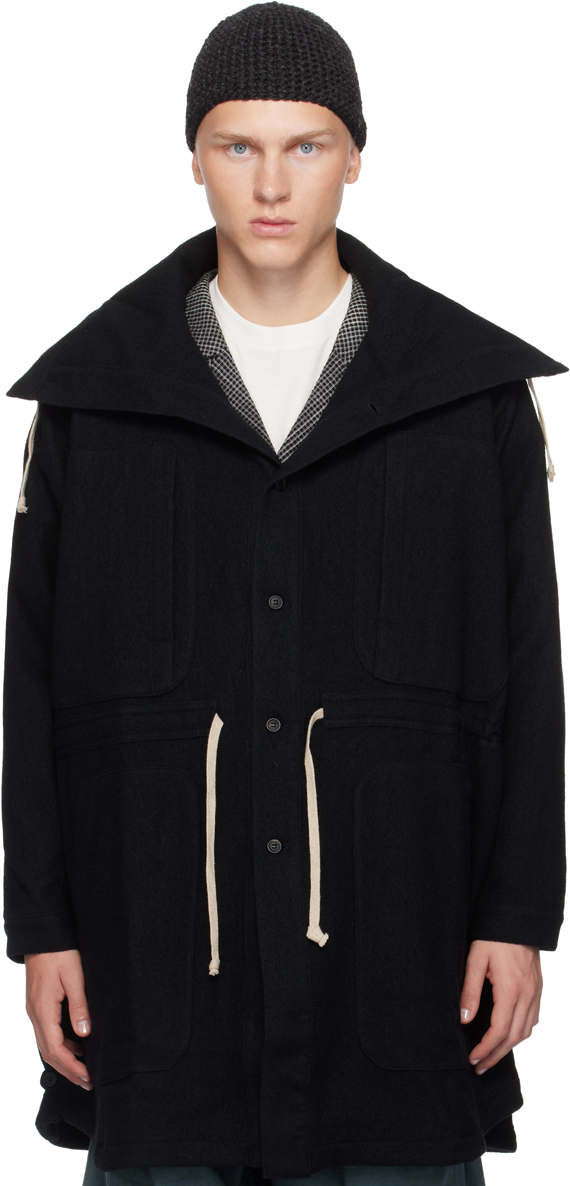 Shop Jan-jan Van Essche Black O-project Teddy Wool Jacket