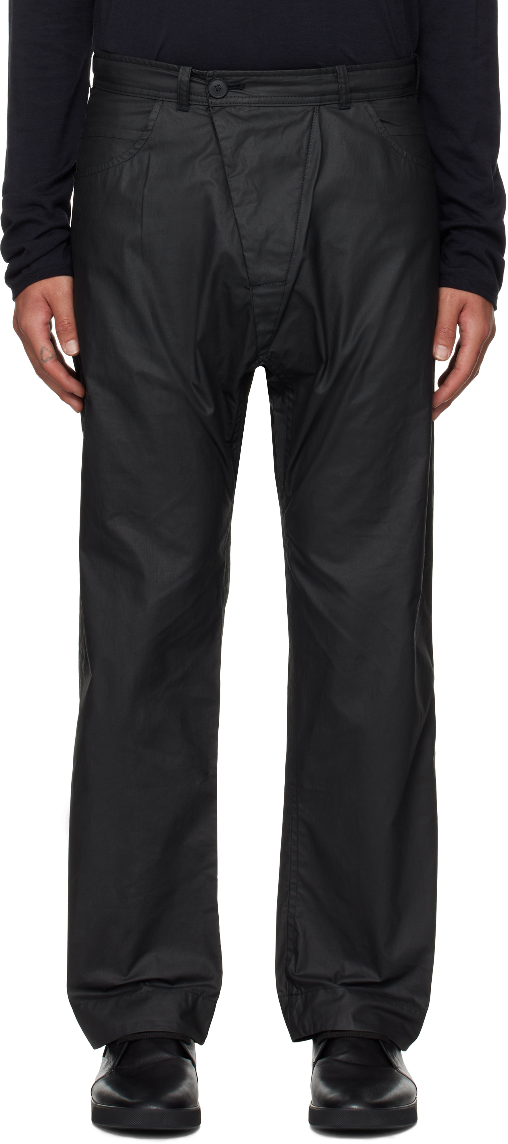 Shop Jan-jan Van Essche Black #70 Trousers In Off Black