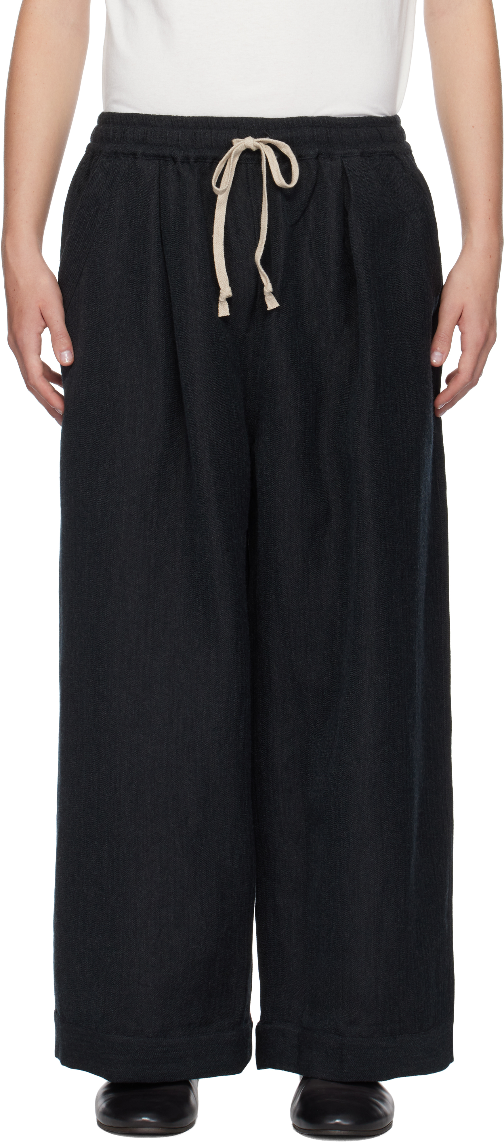 Shop Jan-jan Van Essche Black O-project Easy Wide Trousers In Anthracite