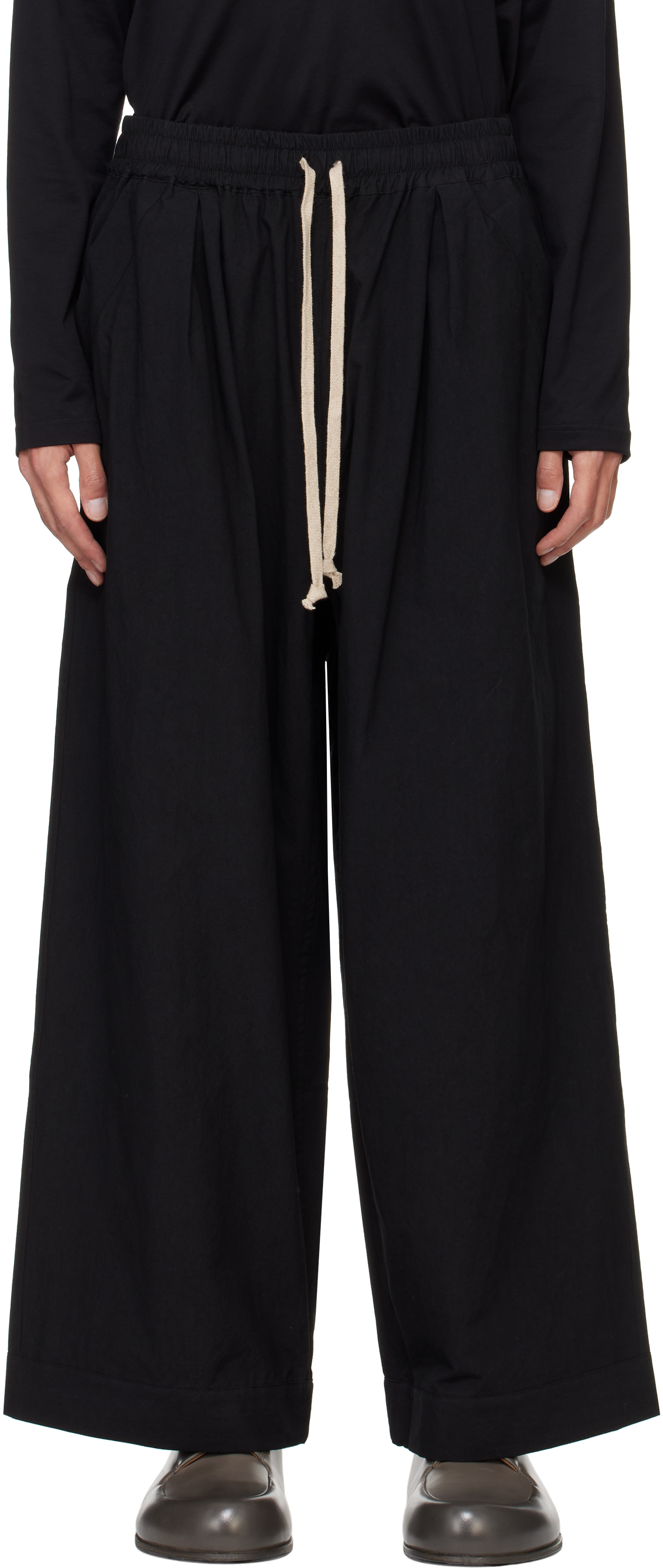 Black O-Project Easy Wide Trousers