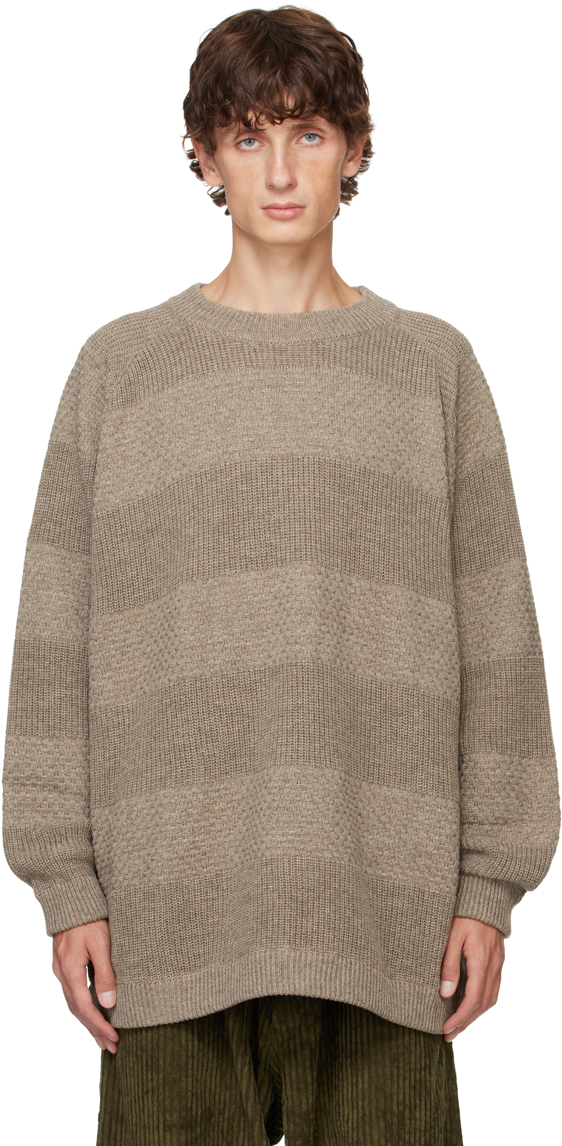 Shop Jan-jan Van Essche Gray O-project Sartuul Sheep Yarn Crewneck Sweater In Natural Grey