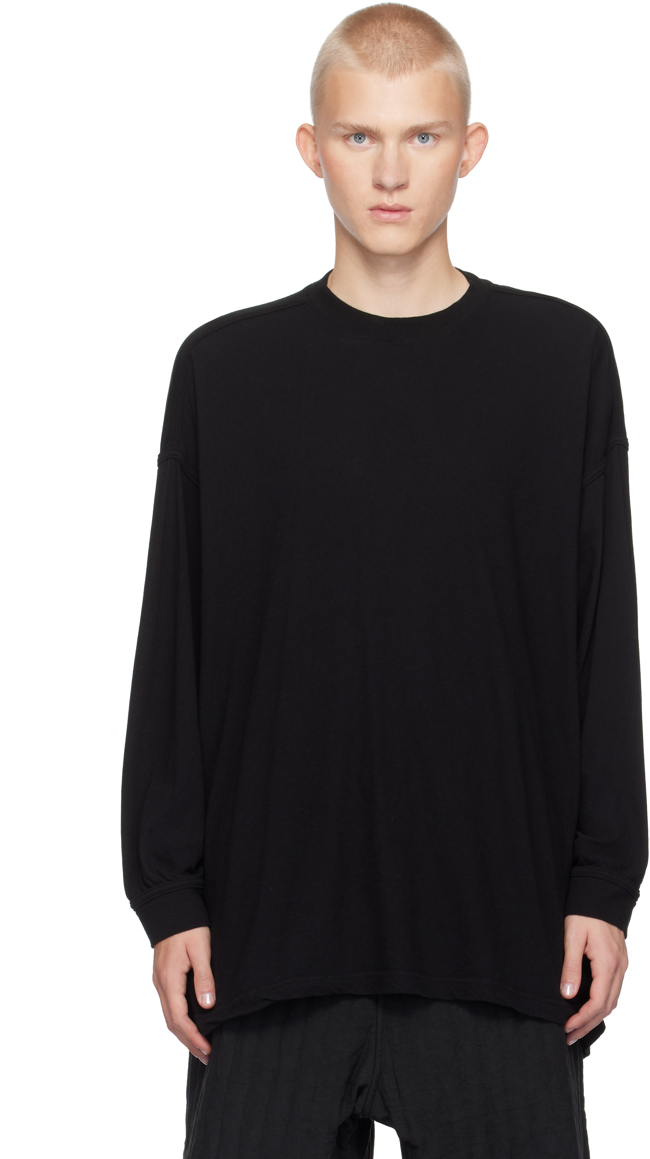 Shop Jan-jan Van Essche Black O-project Cotton Wool T-shirt