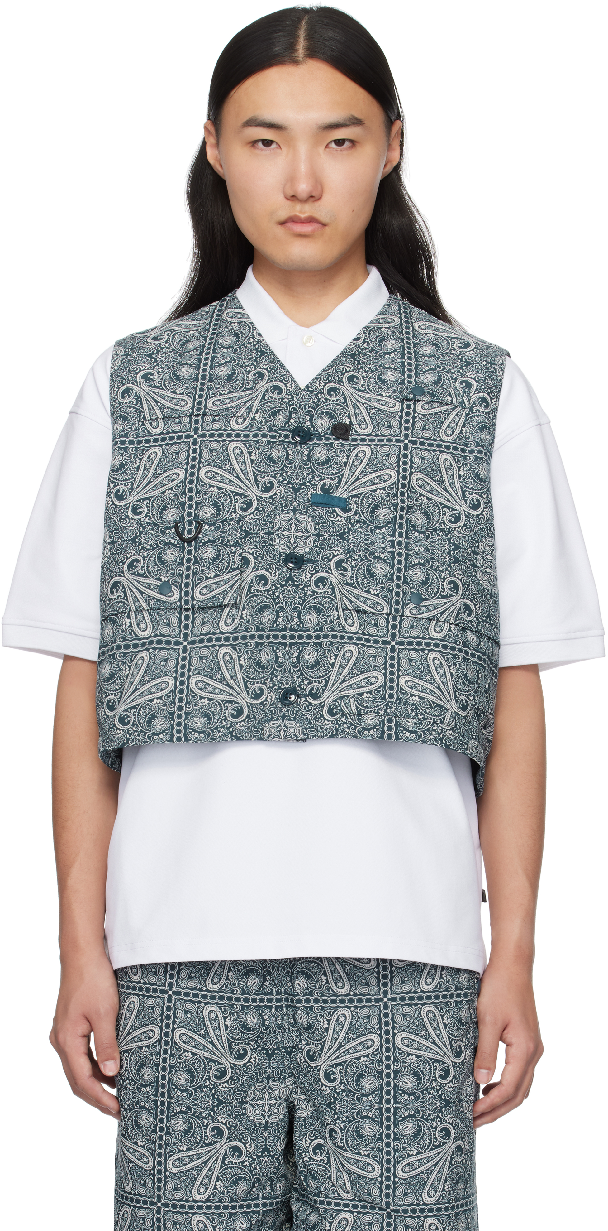 Navy Paisley Tech Over Vest