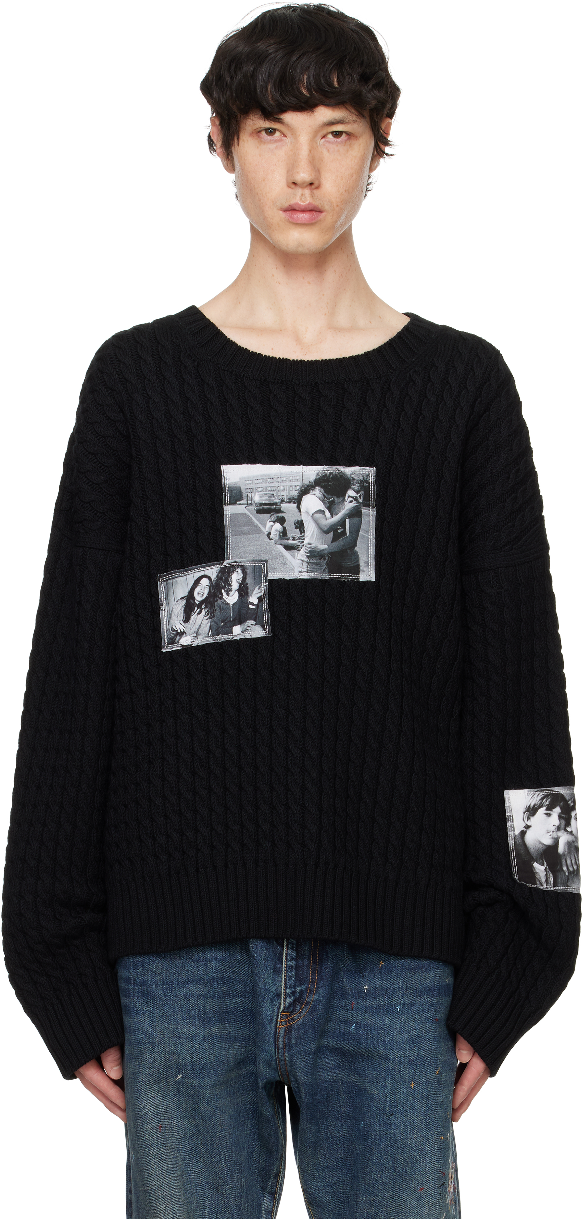 TAKAHIROMIYASHITA TheSoloist.: Black Crew Neck Sweater | SSENSE