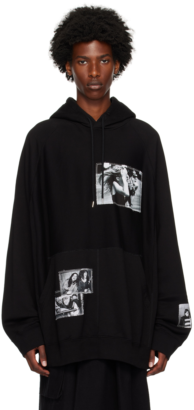 Black Photo Patch Hoodie