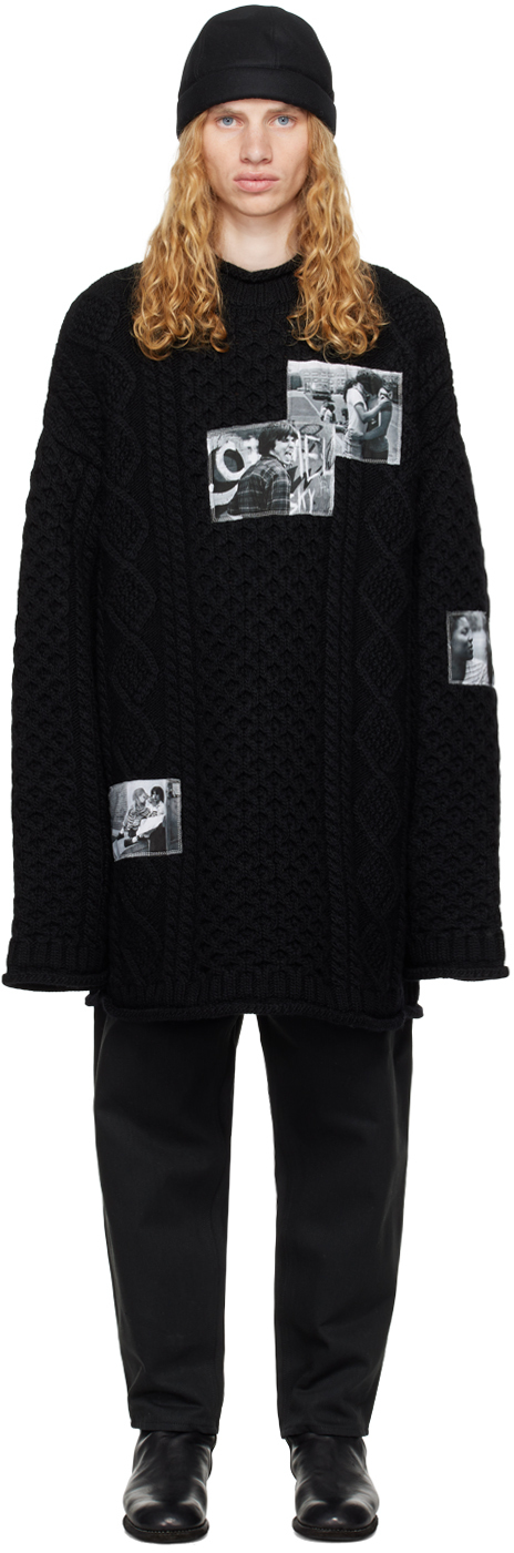 Shop Takahiromiyashita The Soloist Black Roll Neck Fisherman's Sweater