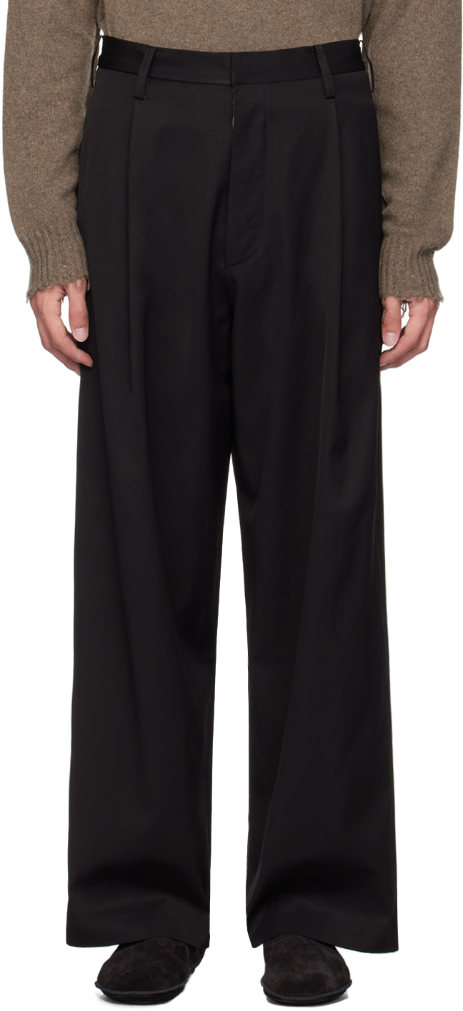 Shop Uma Wang Black Bolsorano Polky Trousers In Uw900 Black