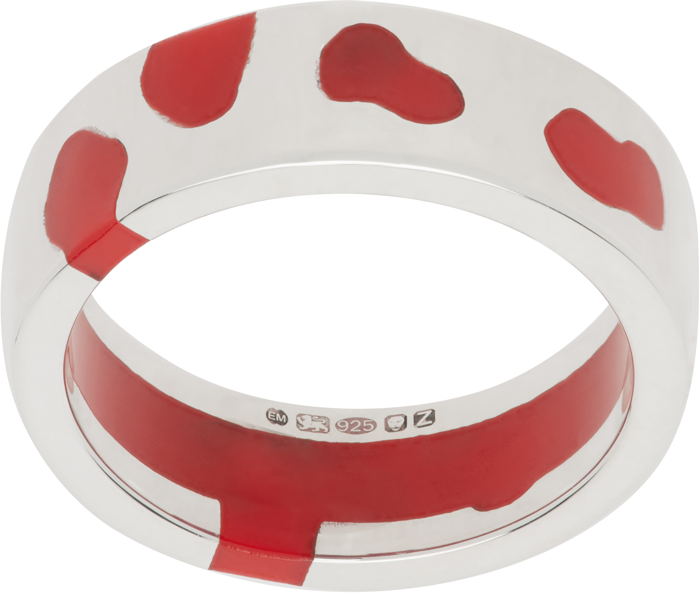 Silver & Red Classic Band Ring