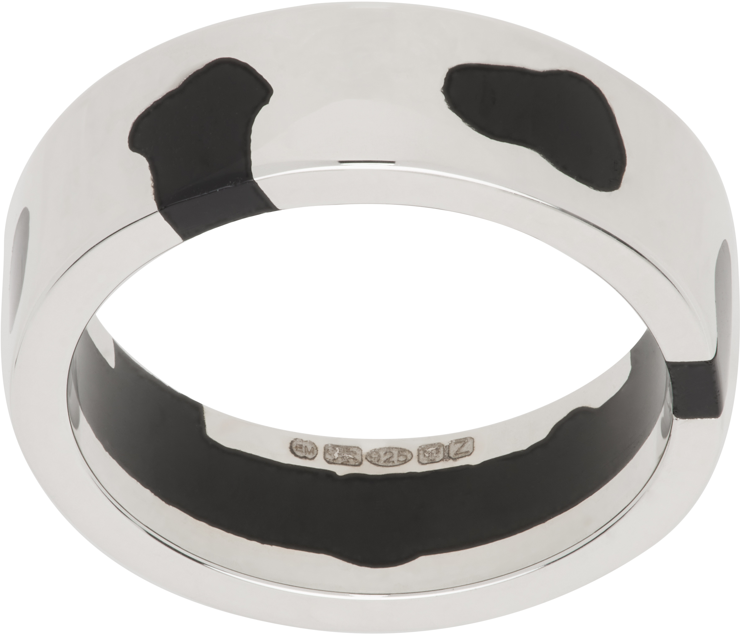 Shop Ellie Mercer Silver & Black Classic Band Ring In Silver/black