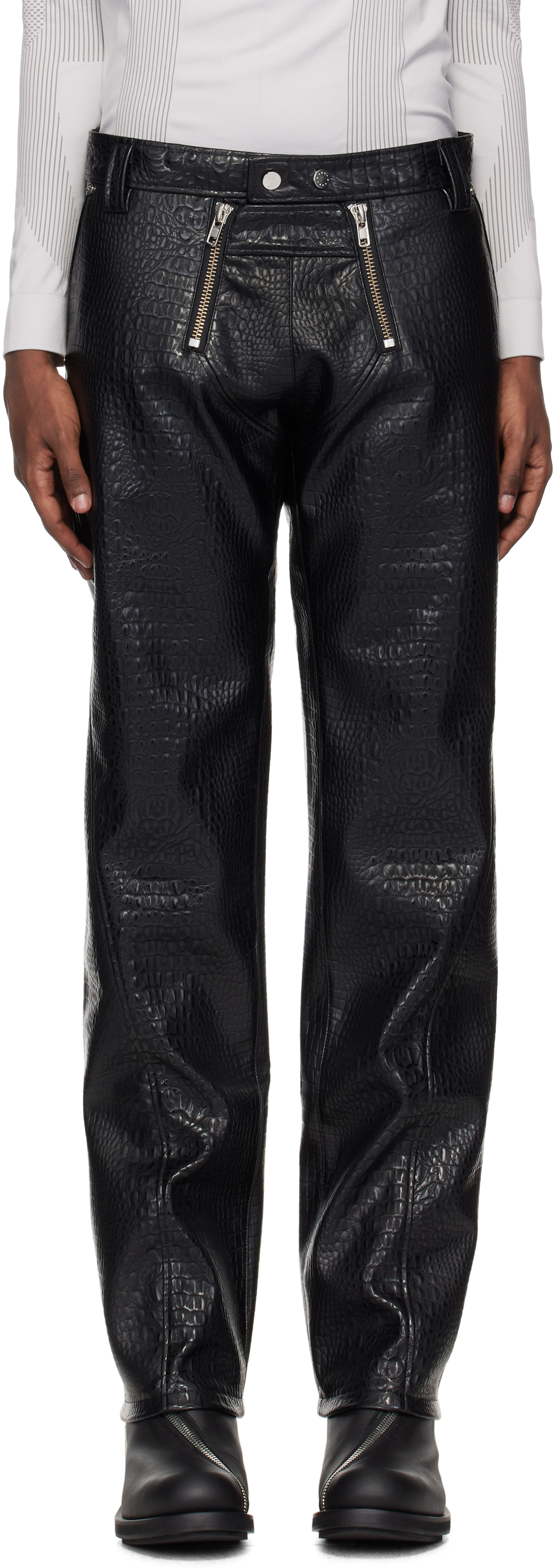 Black Talj Faux-Leather Trousers